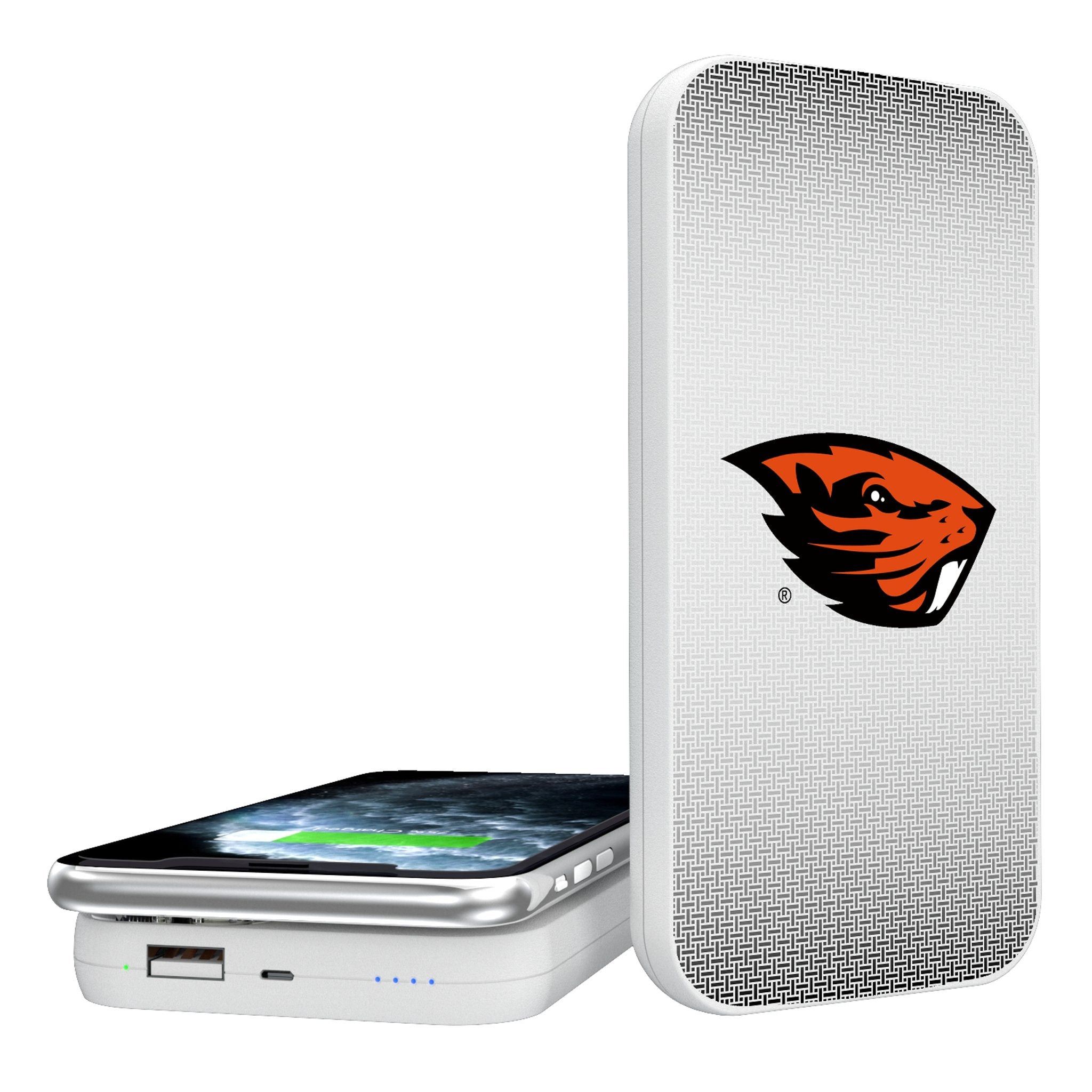 Oregon State University Beavers Linen 5000mAh Portable Wireless Charger - Sports Gifts, Sports Memorabilia, Sports Collectibles, Fan Shop