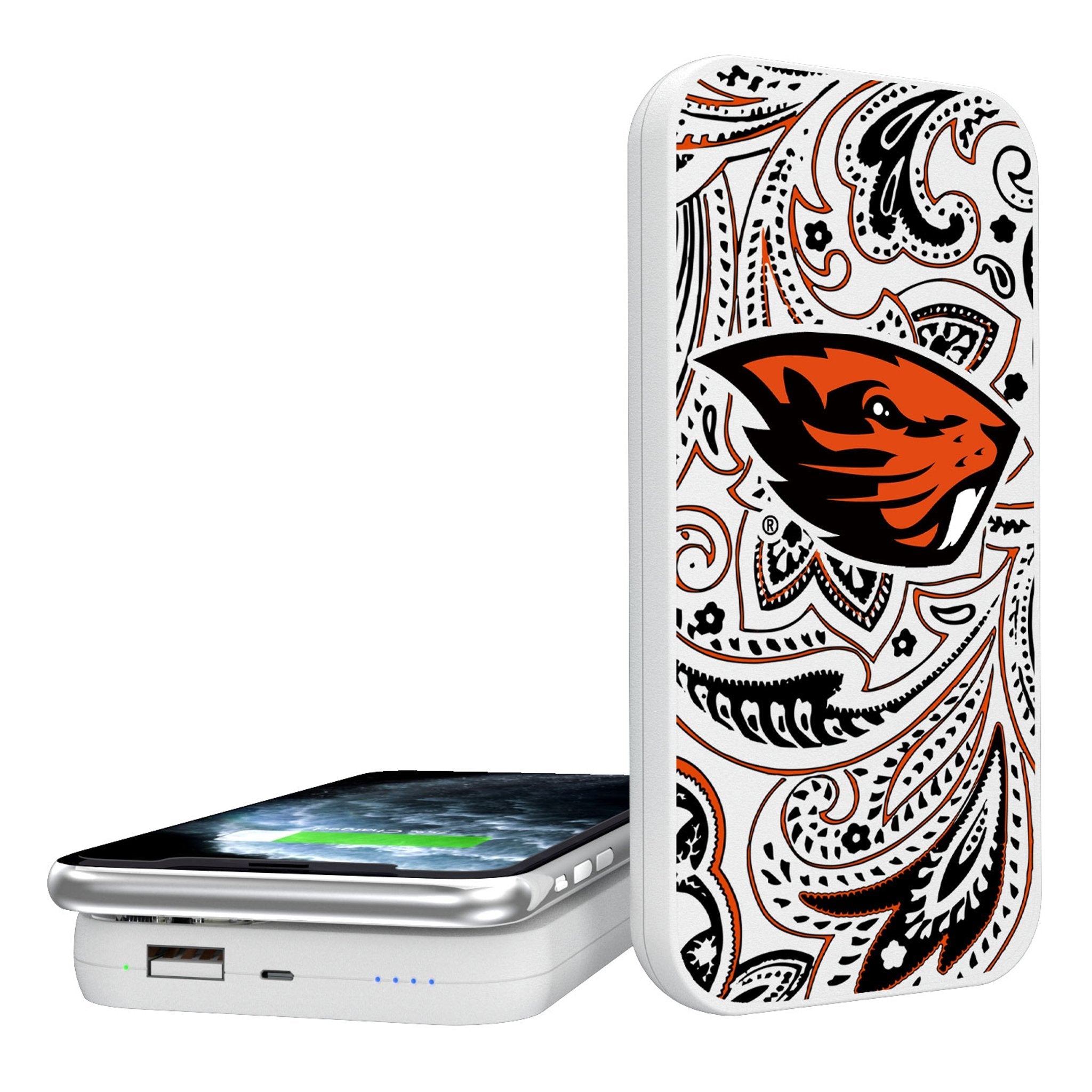 Oregon State University Beavers Paisley 5000mAh Portable Wireless Charger - Sports Gifts, Sports Memorabilia, Sports Collectibles, Fan Shop