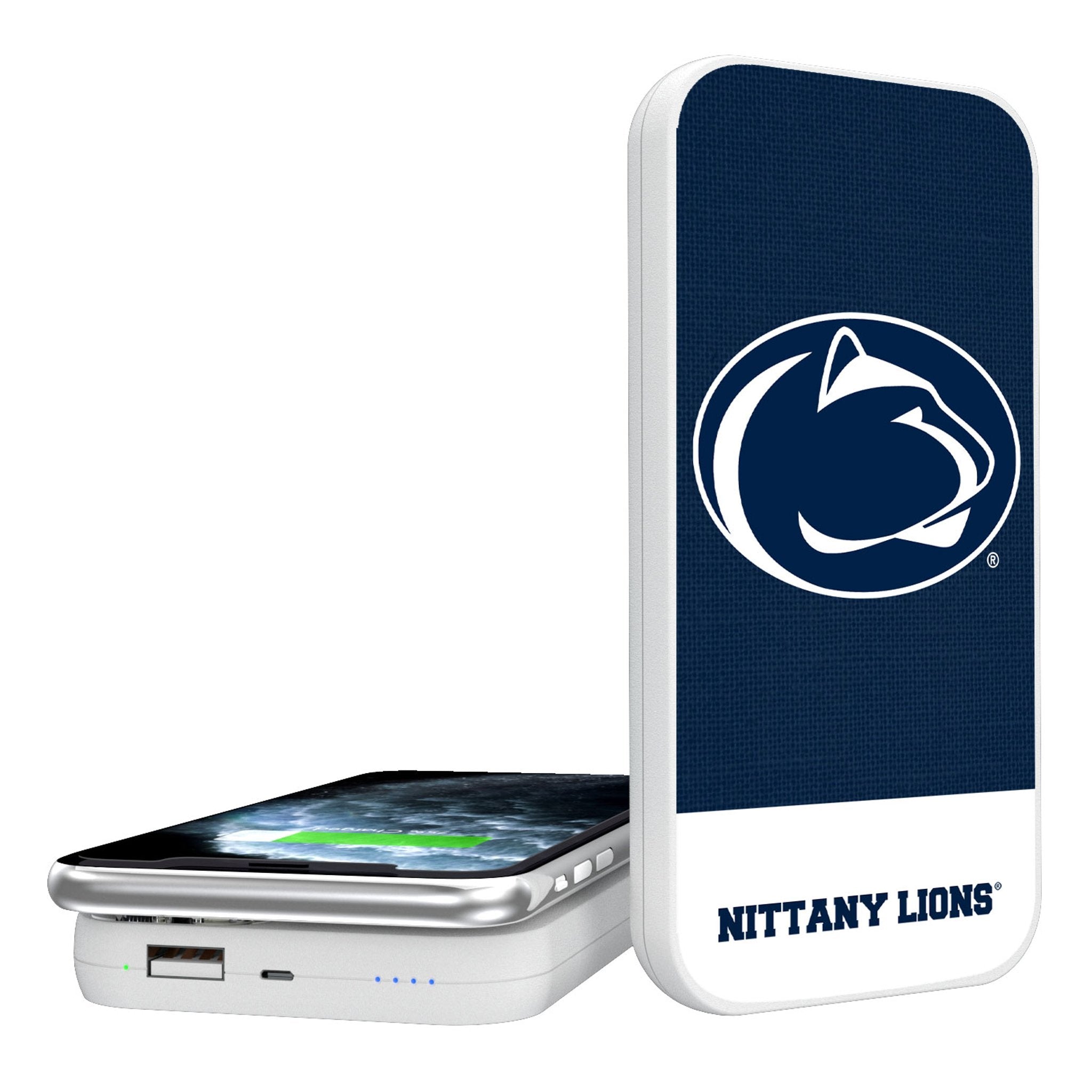 Pennsylvania State University Nittany Lions Endzone Solid 5000mAh Portable Wireless Charger - Sports Gifts, Sports Memorabilia, Sports Collectibles, Fan Shop