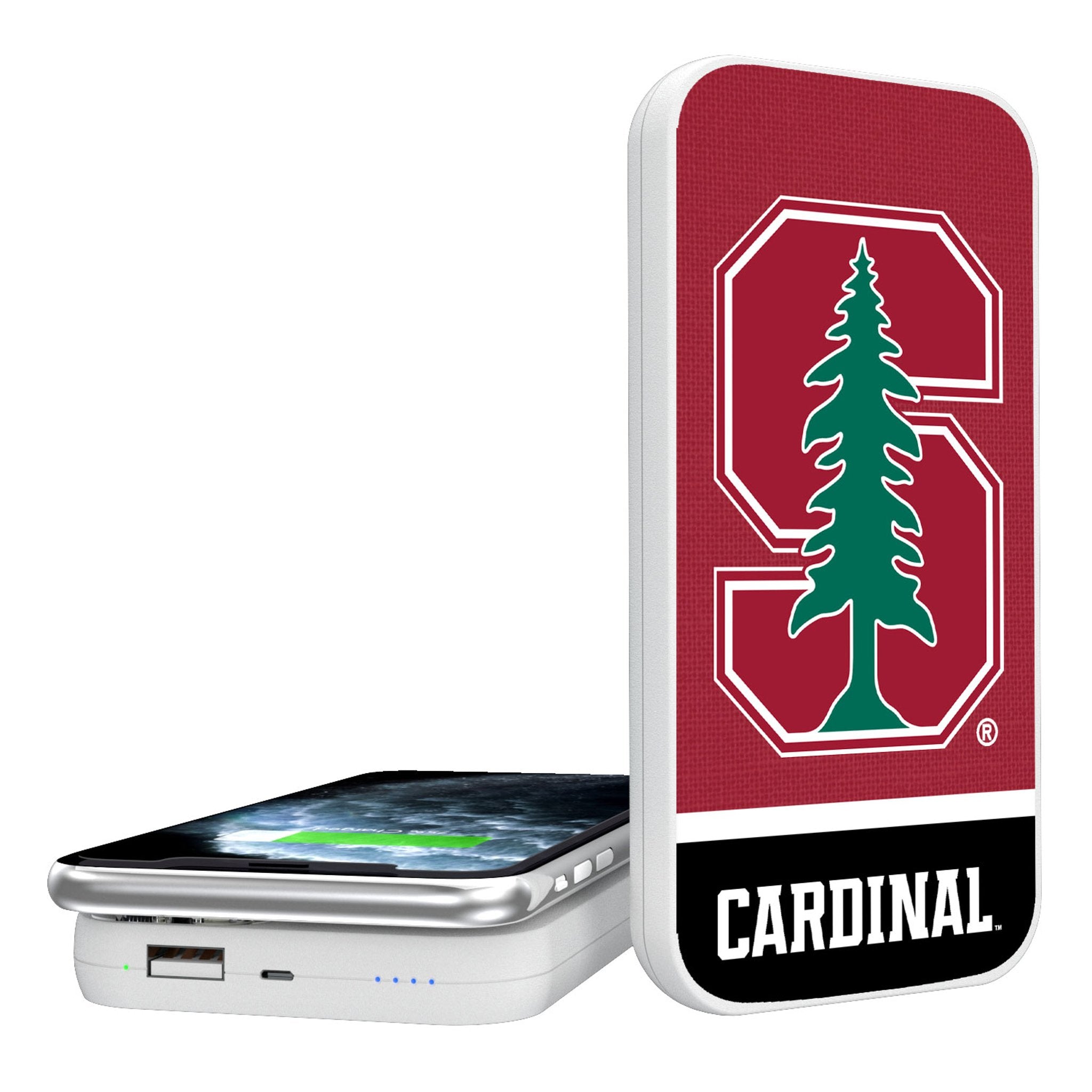 Stanford University Cardinal Endzone Solid 5000mAh Portable Wireless Charger - Sports Gifts, Sports Memorabilia, Sports Collectibles, Fan Shop