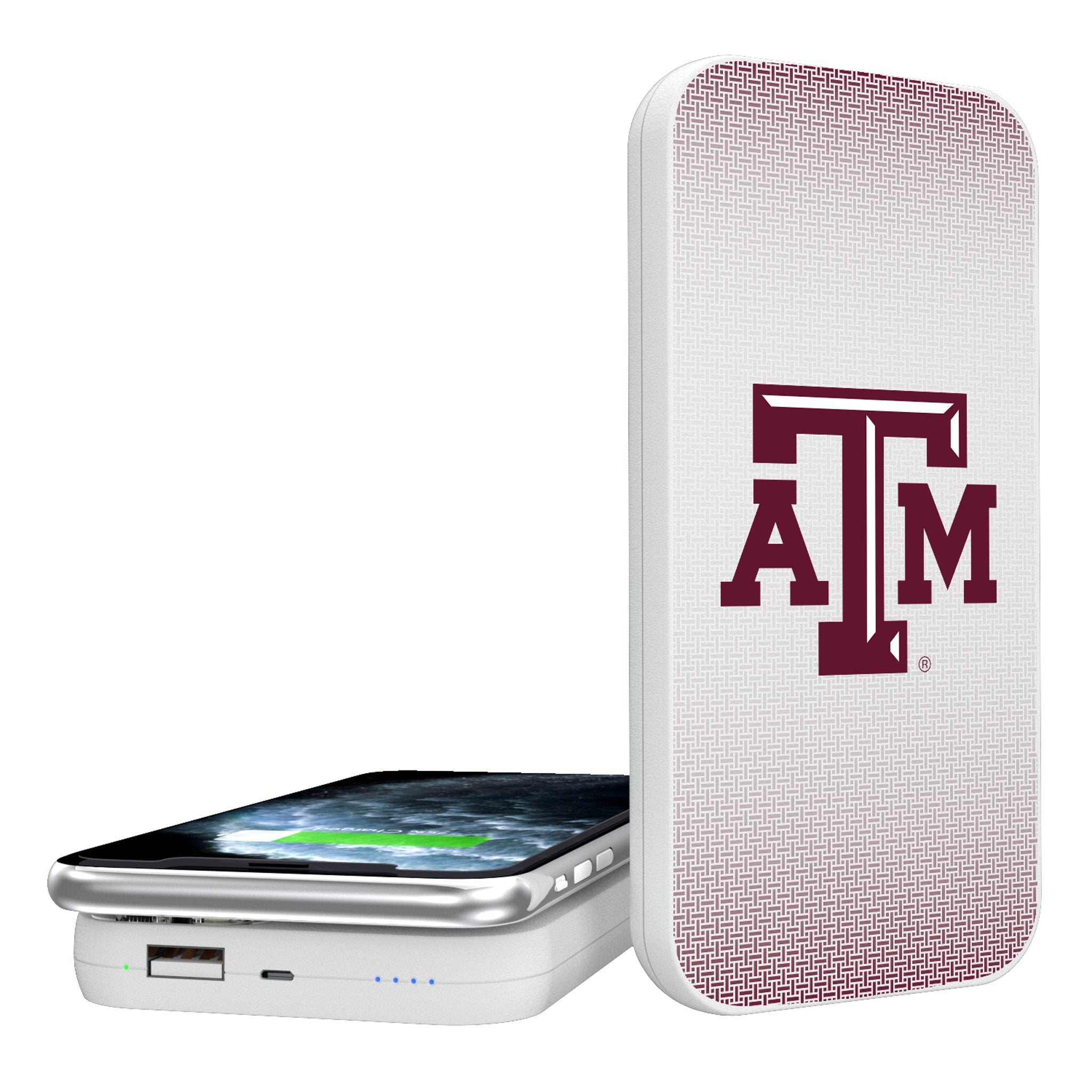 Texas A&M University Aggies Linen 5000mAh Portable Wireless Charger - Sports Gifts, Sports Memorabilia, Sports Collectibles, Fan Shop