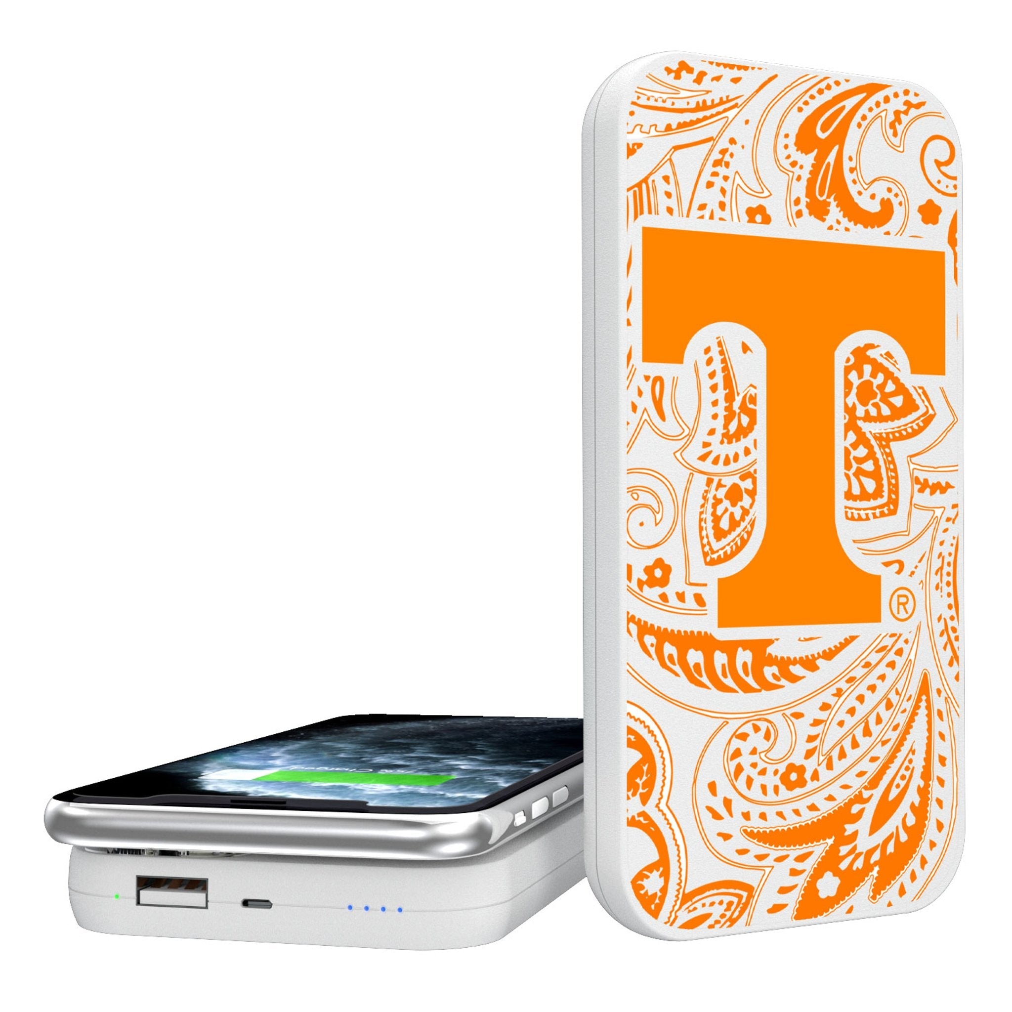 University of Tennessee Volunteers Paisley 5000mAh Portable Wireless Charger - Sports Gifts, Sports Memorabilia, Sports Collectibles, Fan Shop