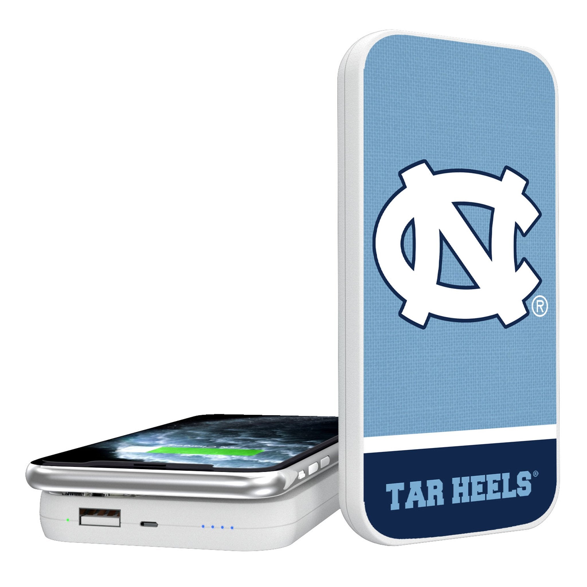 University of North Carolina Tar Heels Endzone Solid 5000mAh Portable Wireless Charger - Sports Gifts, Sports Memorabilia, Sports Collectibles, Fan Shop