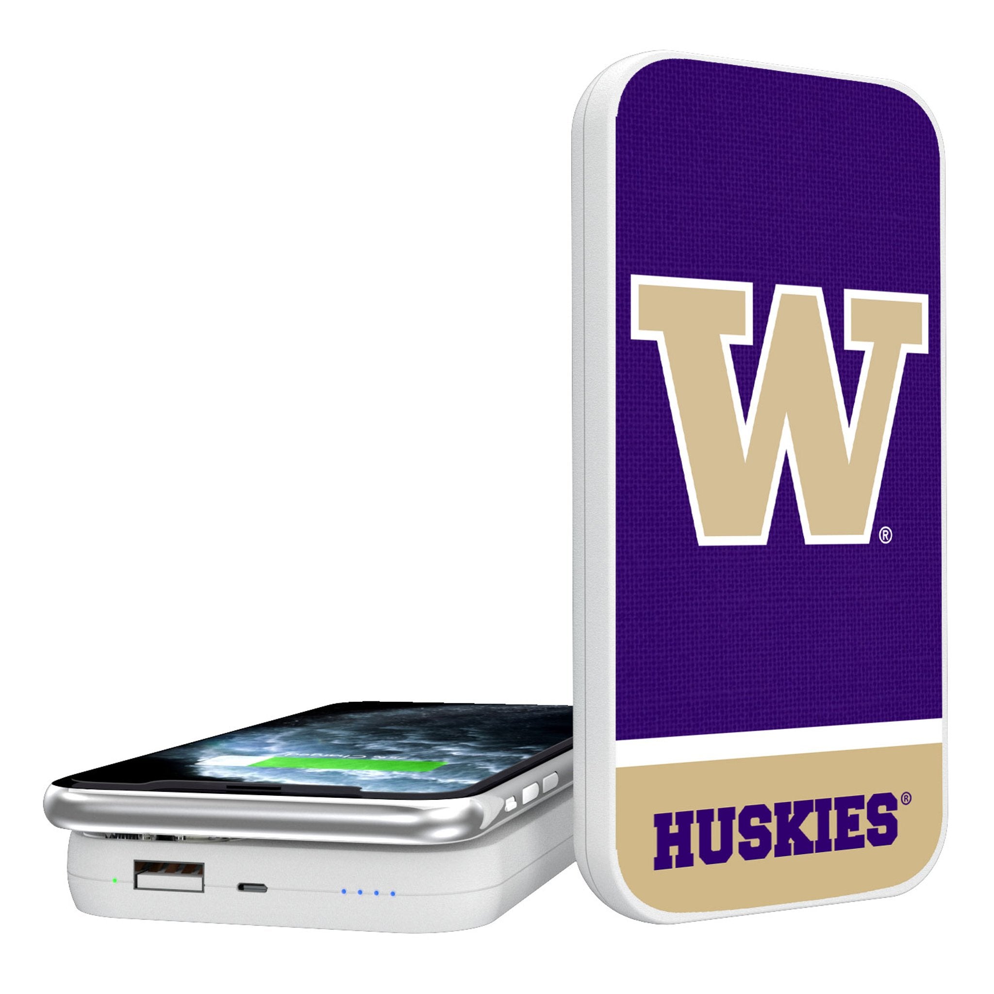 University of Washington Huskies Endzone Solid 5000mAh Portable Wireless Charger - Sports Gifts, Sports Memorabilia, Sports Collectibles, Fan Shop