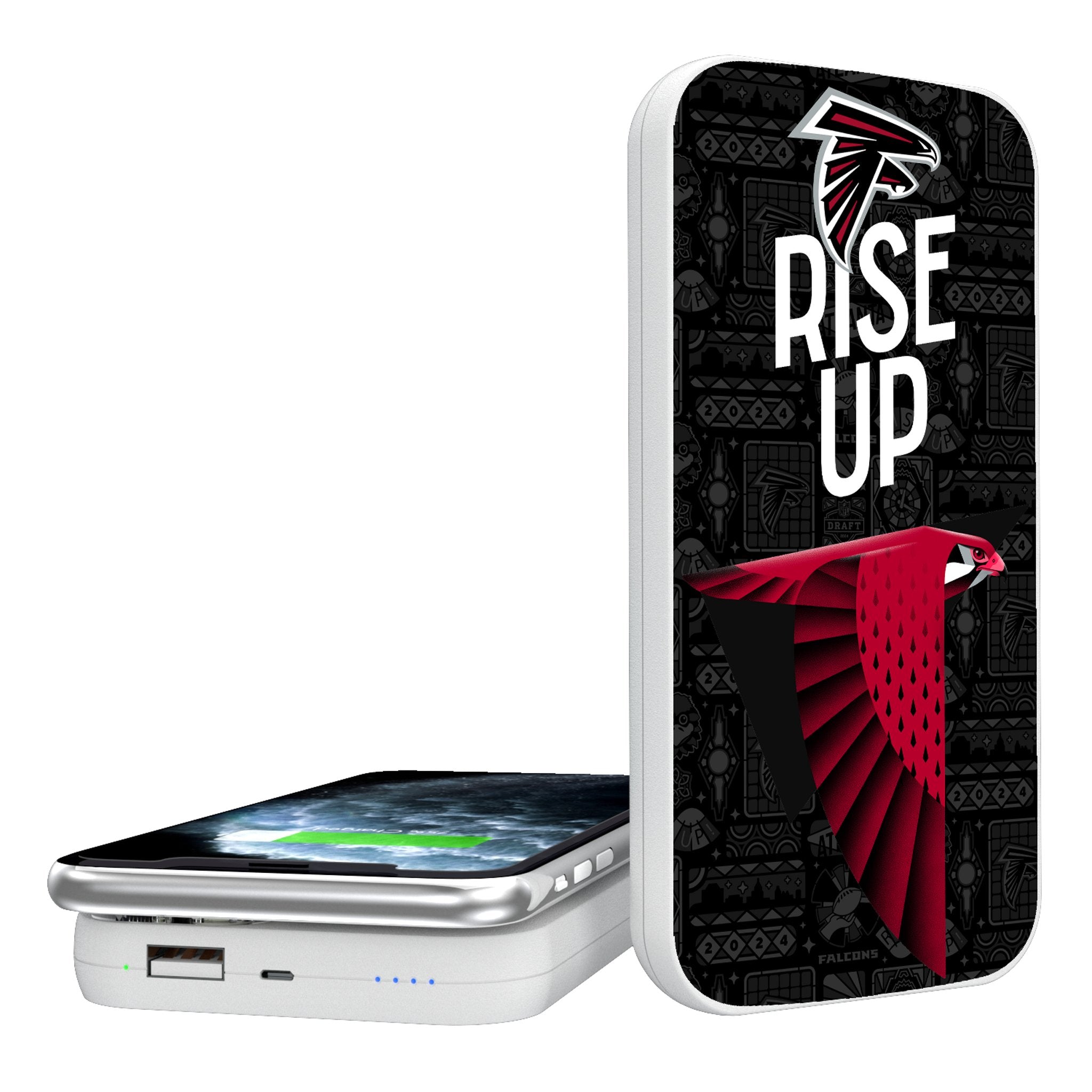 Atlanta Falcons 2024 Illustrated Limited Edition 5000mAh Portable Wireless Charger - Sports Gifts, Sports Memorabilia, Sports Collectibles, Fan Shop