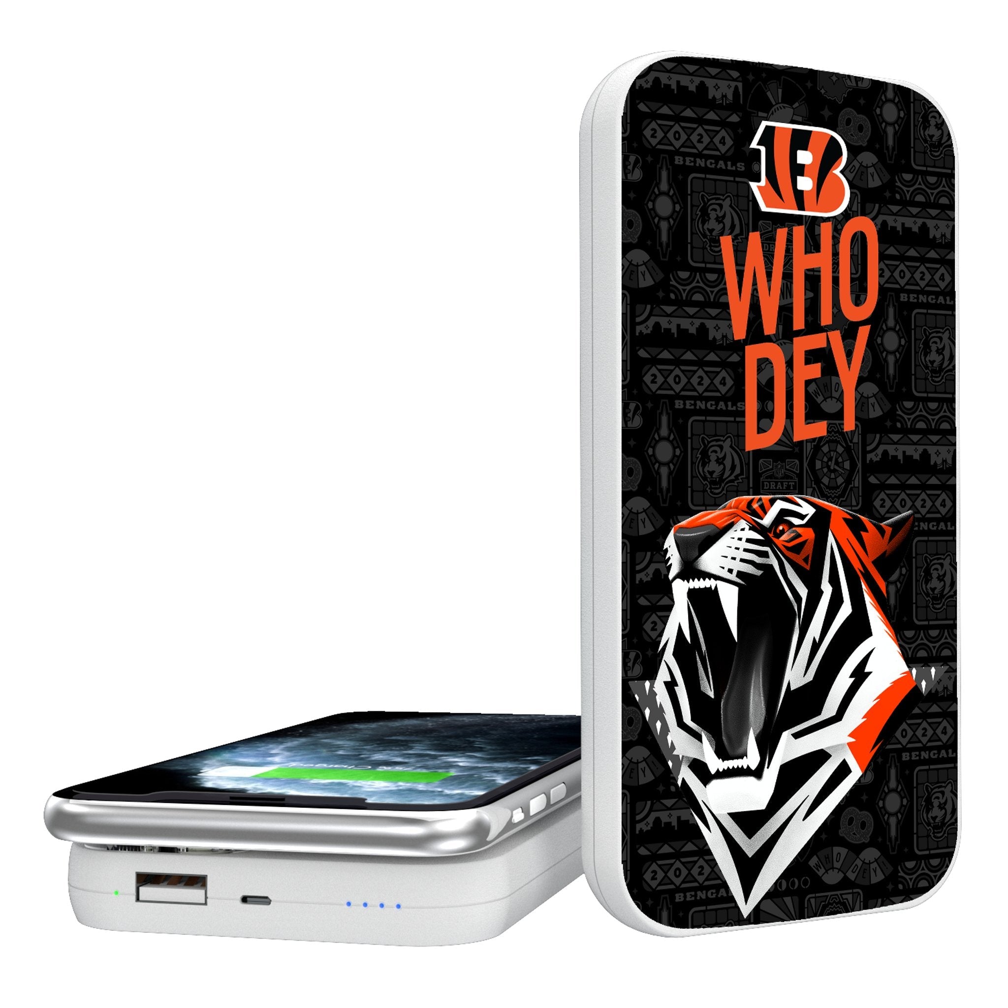Cincinnati Bengals 2024 Illustrated Limited Edition 5000mAh Portable Wireless Charger - Sports Gifts, Sports Memorabilia, Sports Collectibles, Fan Shop