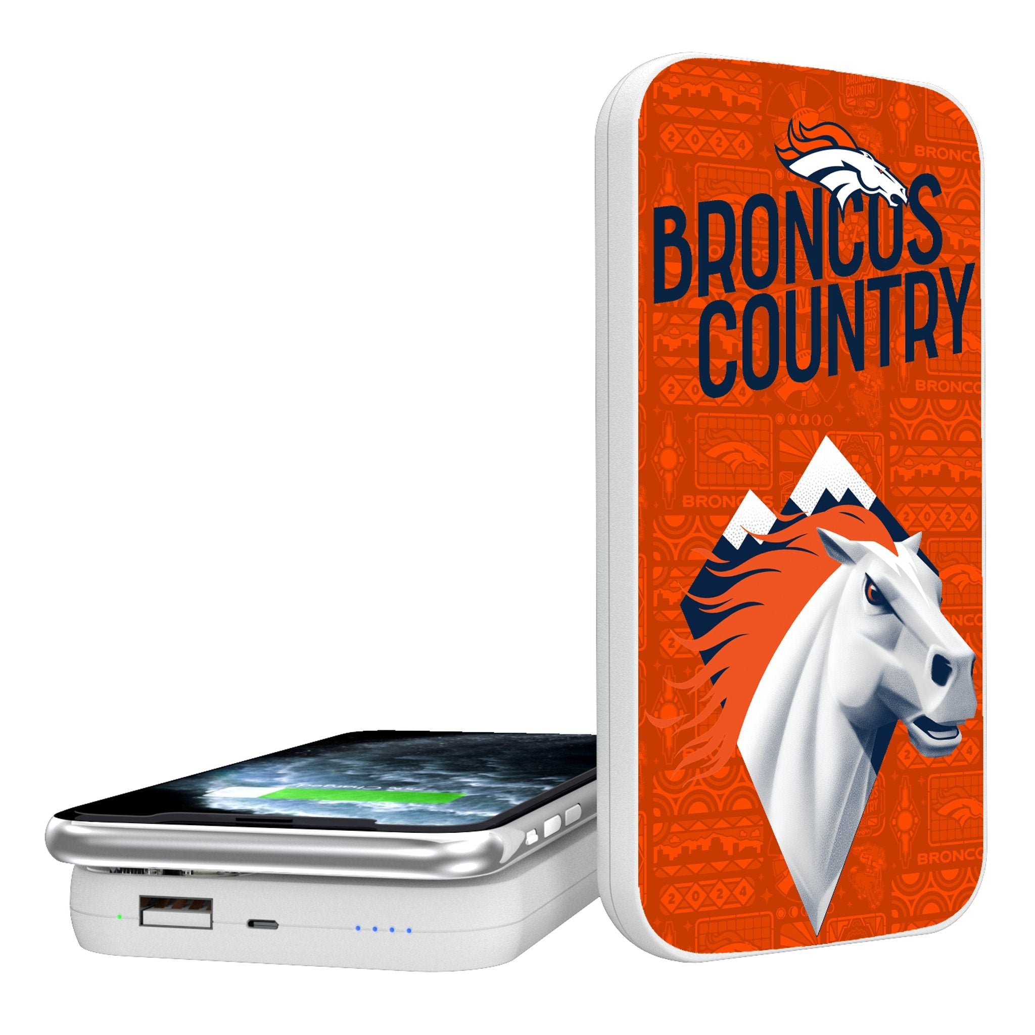Denver Broncos 2024 Illustrated Limited Edition 5000mAh Portable Wireless Charger - Sports Gifts, Sports Memorabilia, Sports Collectibles, Fan Shop