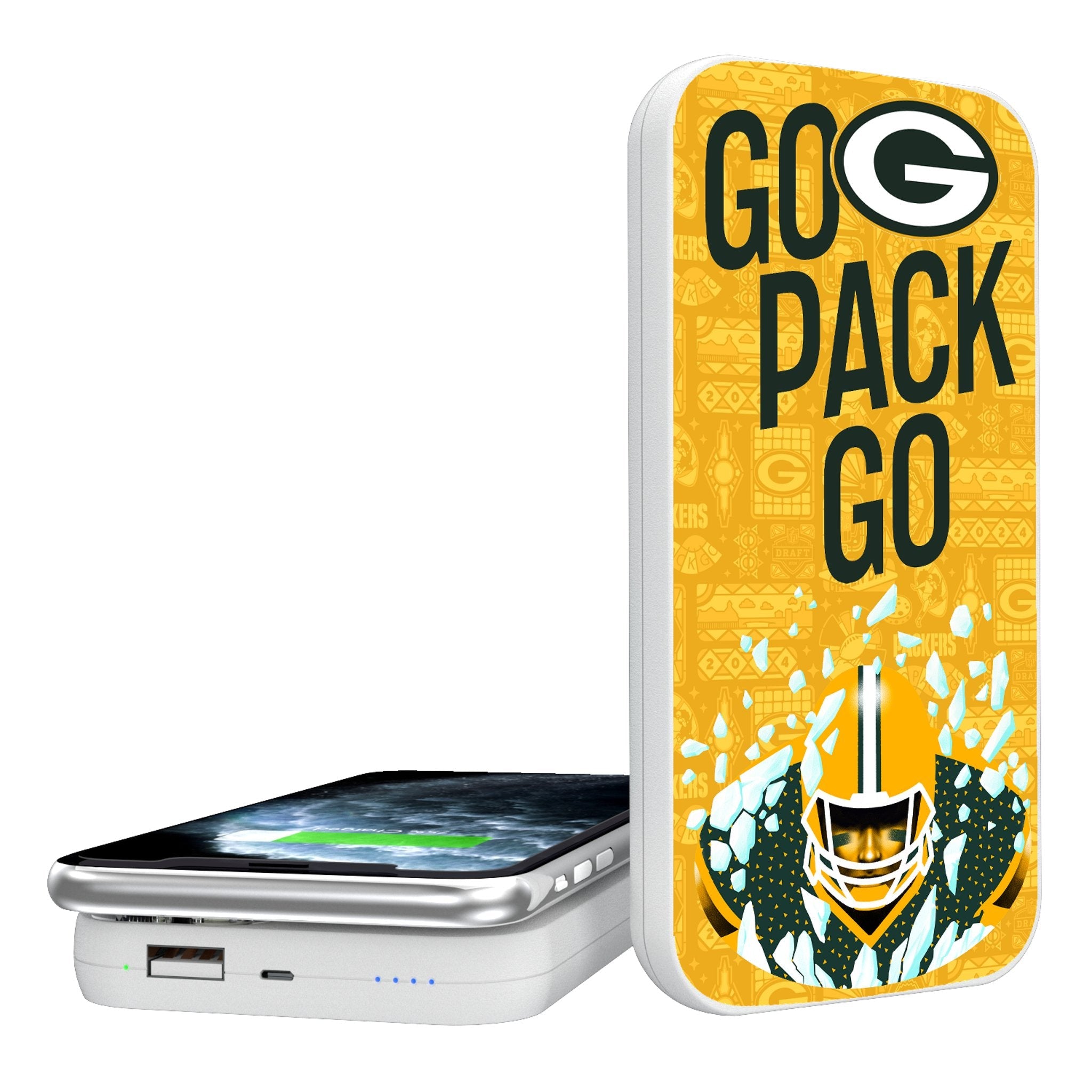 Green Bay Packers 2024 Illustrated Limited Edition 5000mAh Portable Wireless Charger - Sports Gifts, Sports Memorabilia, Sports Collectibles, Fan Shop