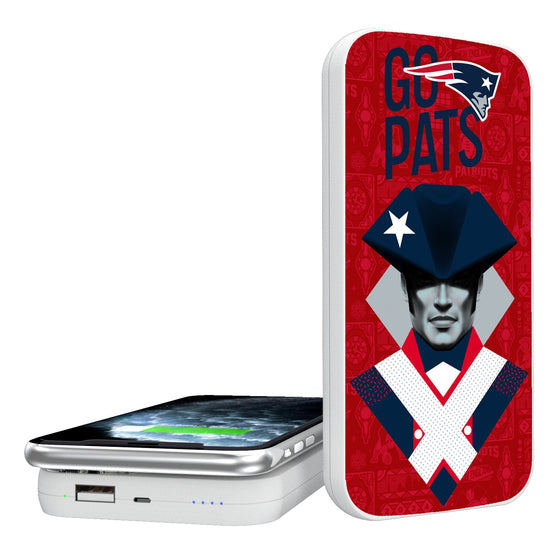 New England Patriots 2024 Illustrated Limited Edition 5000mAh Portable Wireless Charger-0