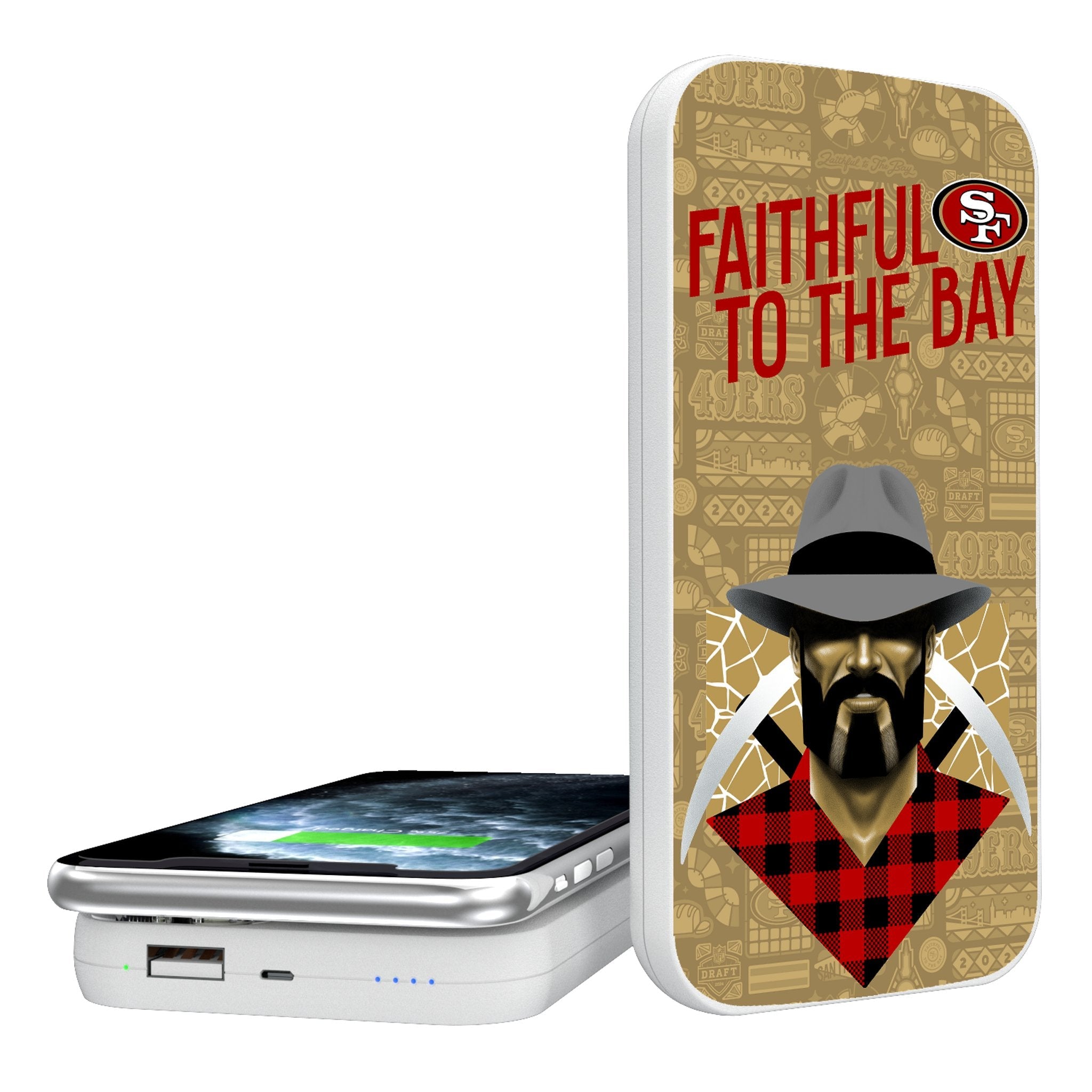 San Francisco 49ers 2024 Illustrated Limited Edition 5000mAh Portable Wireless Charger - Sports Gifts, Sports Memorabilia, Sports Collectibles, Fan Shop