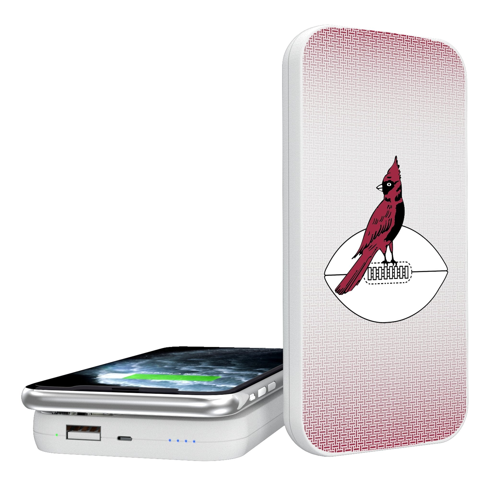 Chicago Cardinals 1947-1959 Historic Collection Linen 5000mAh Portable Wireless Charger - Sports Gifts, Sports Memorabilia, Sports Collectibles, Fan Shop