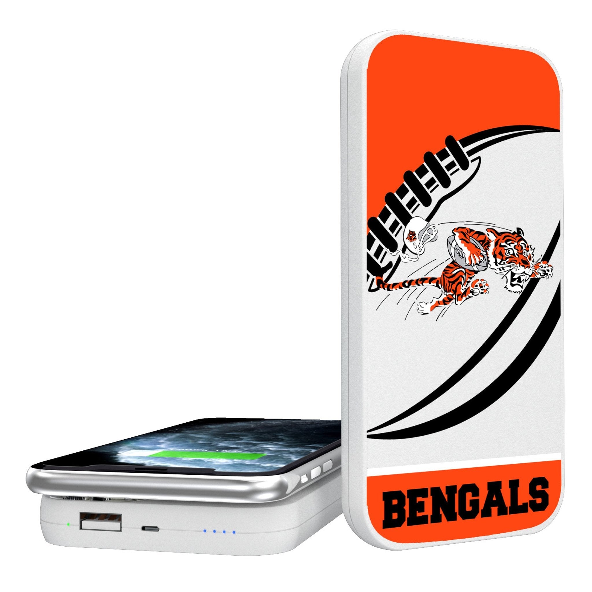 Cincinnati Bengals Historic Collection Passtime 5000mAh Portable Wireless Charger - Sports Gifts, Sports Memorabilia, Sports Collectibles, Fan Shop