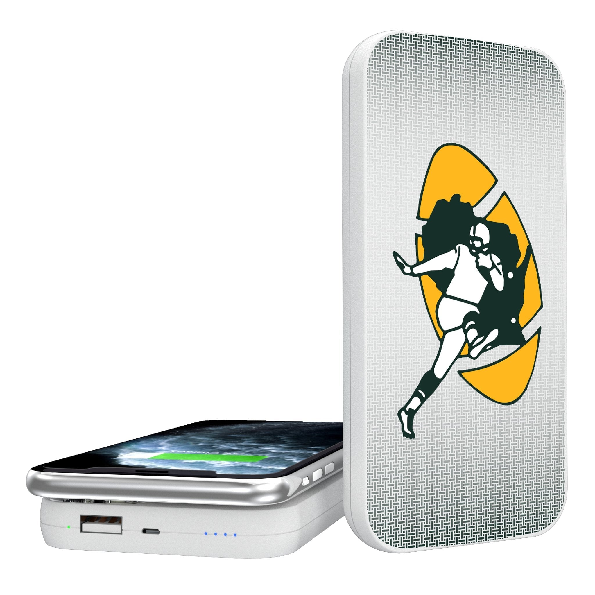 Green Bay Packers Historic Collection Linen 5000mAh Portable Wireless Charger - Sports Gifts, Sports Memorabilia, Sports Collectibles, Fan Shop