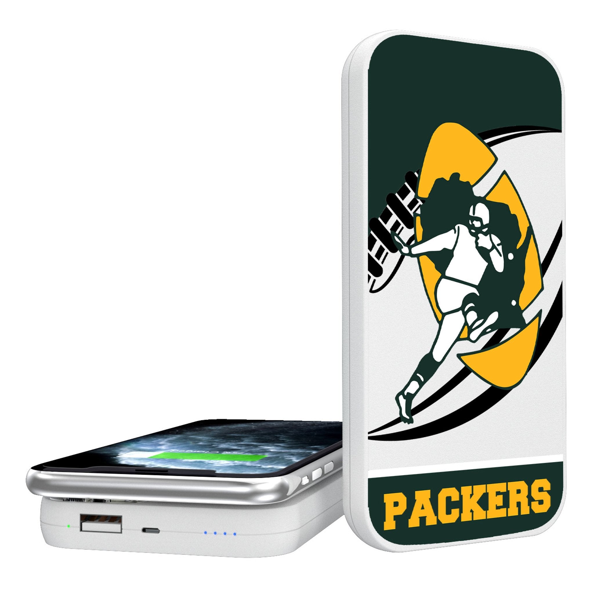 Green Bay Packers Historic Collection Passtime 5000mAh Portable Wireless Charger - Sports Gifts, Sports Memorabilia, Sports Collectibles, Fan Shop