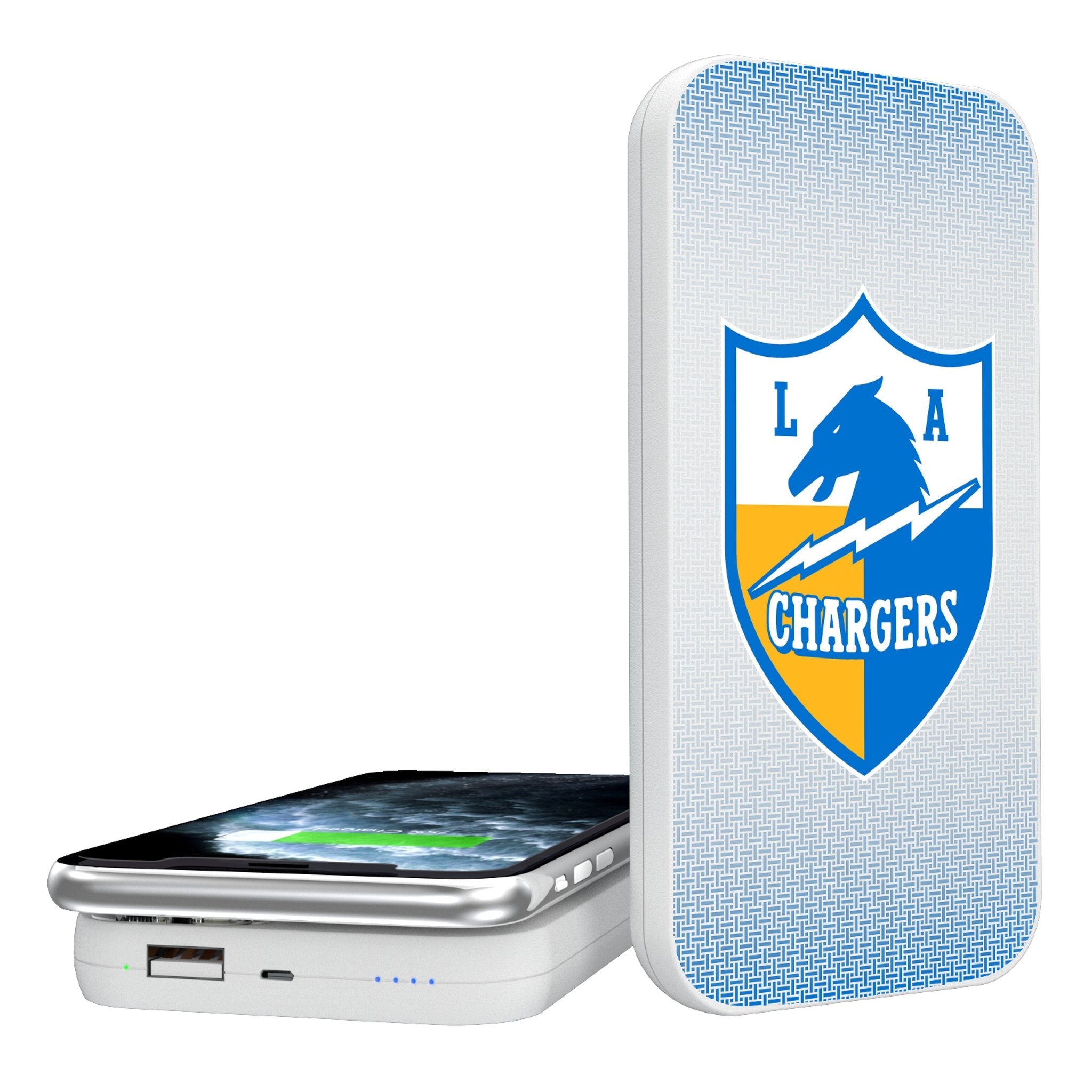 Los Angeles Chargers Historic Collection Linen 5000mAh Portable Wireless Charger - Sports Gifts, Sports Memorabilia, Sports Collectibles, Fan Shop