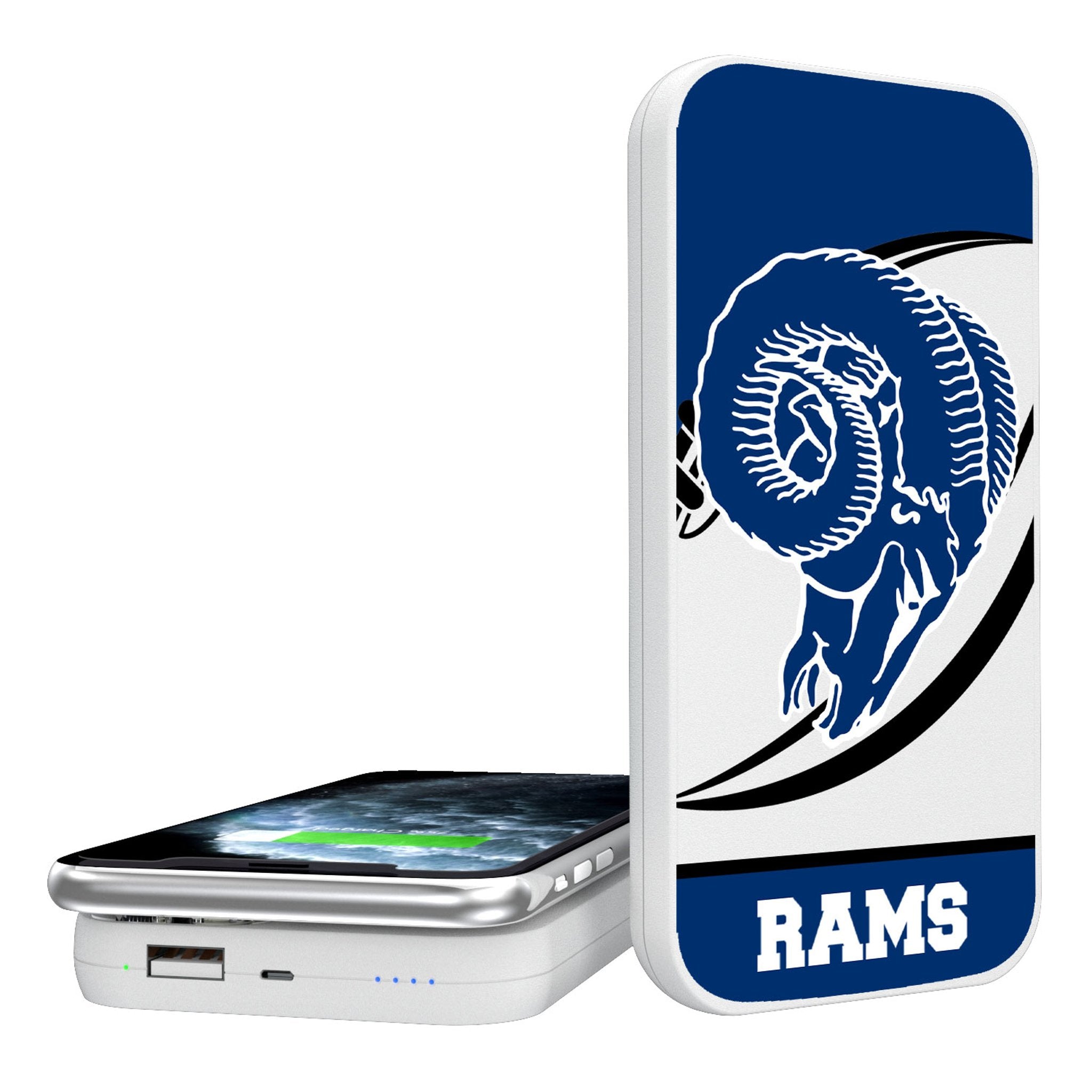 Los Angeles Rams Historic Collection Passtime 5000mAh Portable Wireless Charger - Sports Gifts, Sports Memorabilia, Sports Collectibles, Fan Shop