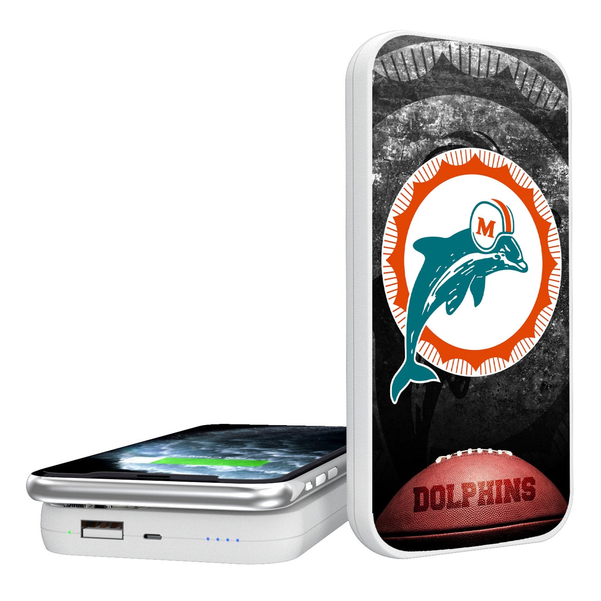 Miami Dolphins 1966-1973 Historic Collection Legendary 5000mAh Portable Wireless Charger - Sports Gifts, Sports Memorabilia, Sports Collectibles, Fan Shop