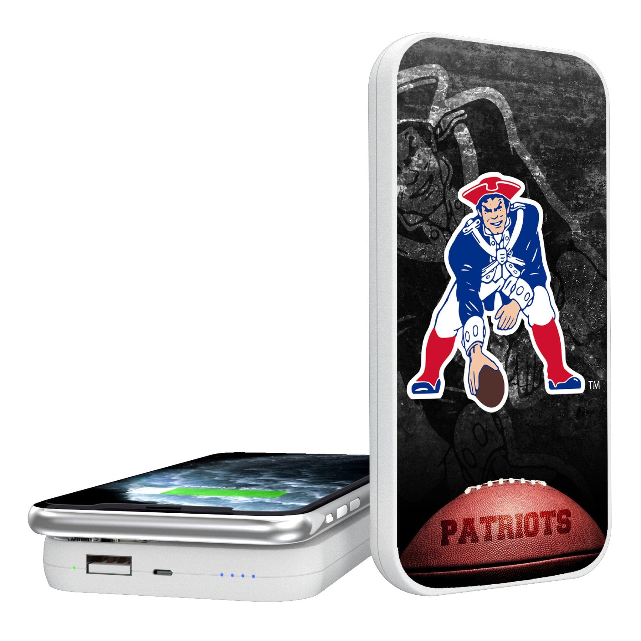 New England Patriots Historic Collection Legendary 5000mAh Portable Wireless Charger - Sports Gifts, Sports Memorabilia, Sports Collectibles, Fan Shop