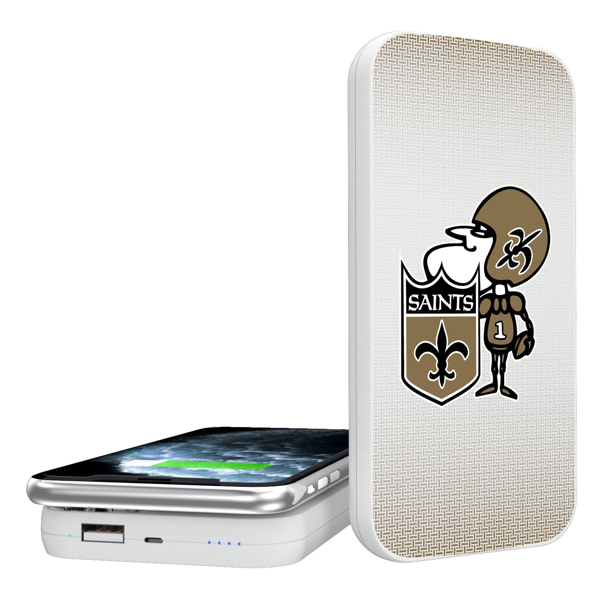 New Orleans Saints Historic Collection Linen 5000mAh Portable Wireless Charger - Sports Gifts, Sports Memorabilia, Sports Collectibles, Fan Shop