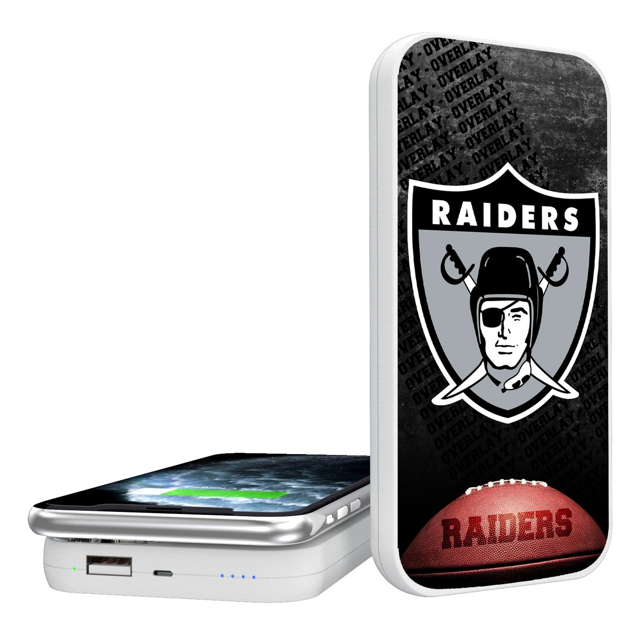 Oakland Raiders 1963 Historic Collection Legendary 5000mAh Portable Wireless Charger - Sports Gifts, Sports Memorabilia, Sports Collectibles, Fan Shop