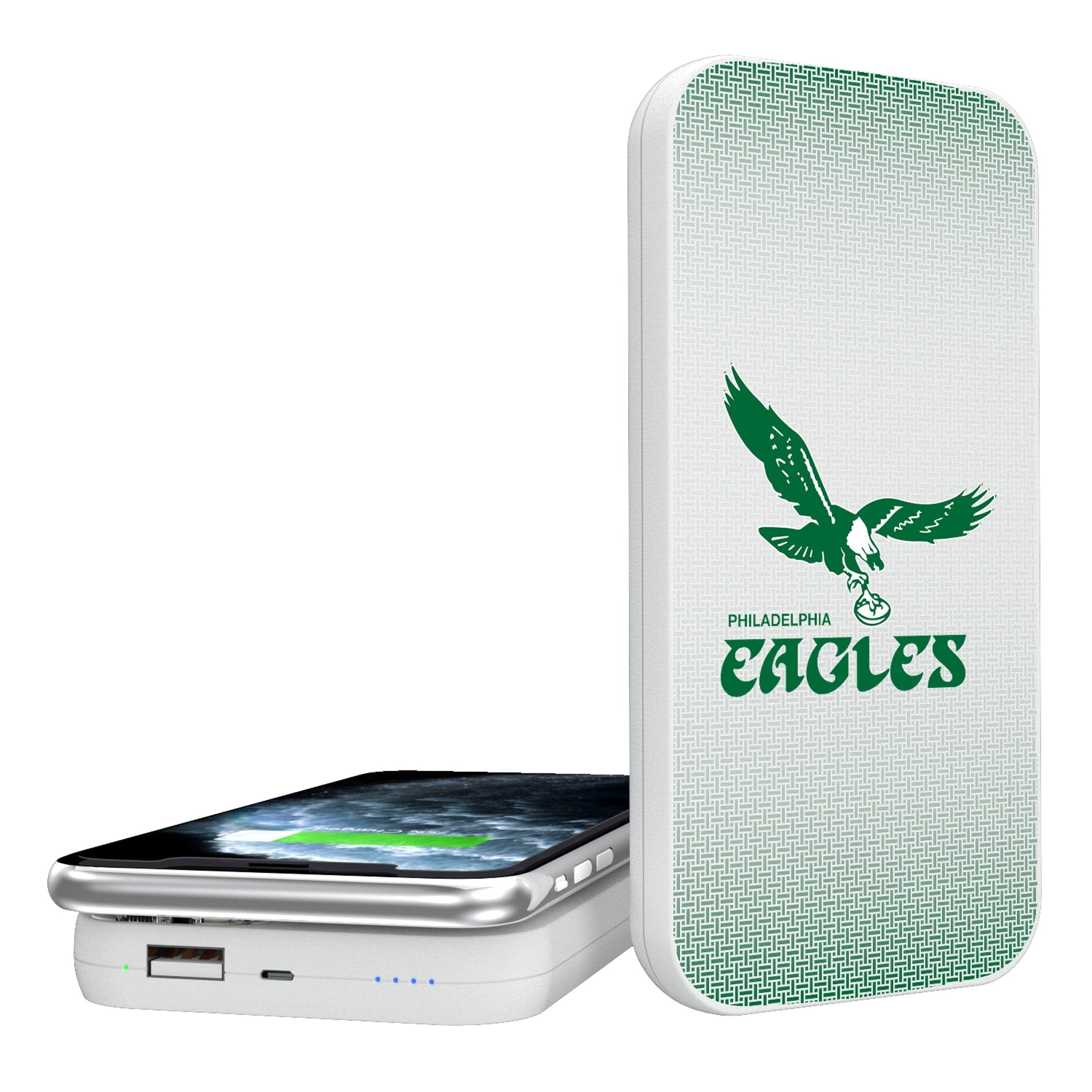 Philadelphia Eagles 1973-1995 Historic Collection Linen 5000mAh Portable Wireless Charger - Sports Gifts, Sports Memorabilia, Sports Collectibles, Fan Shop