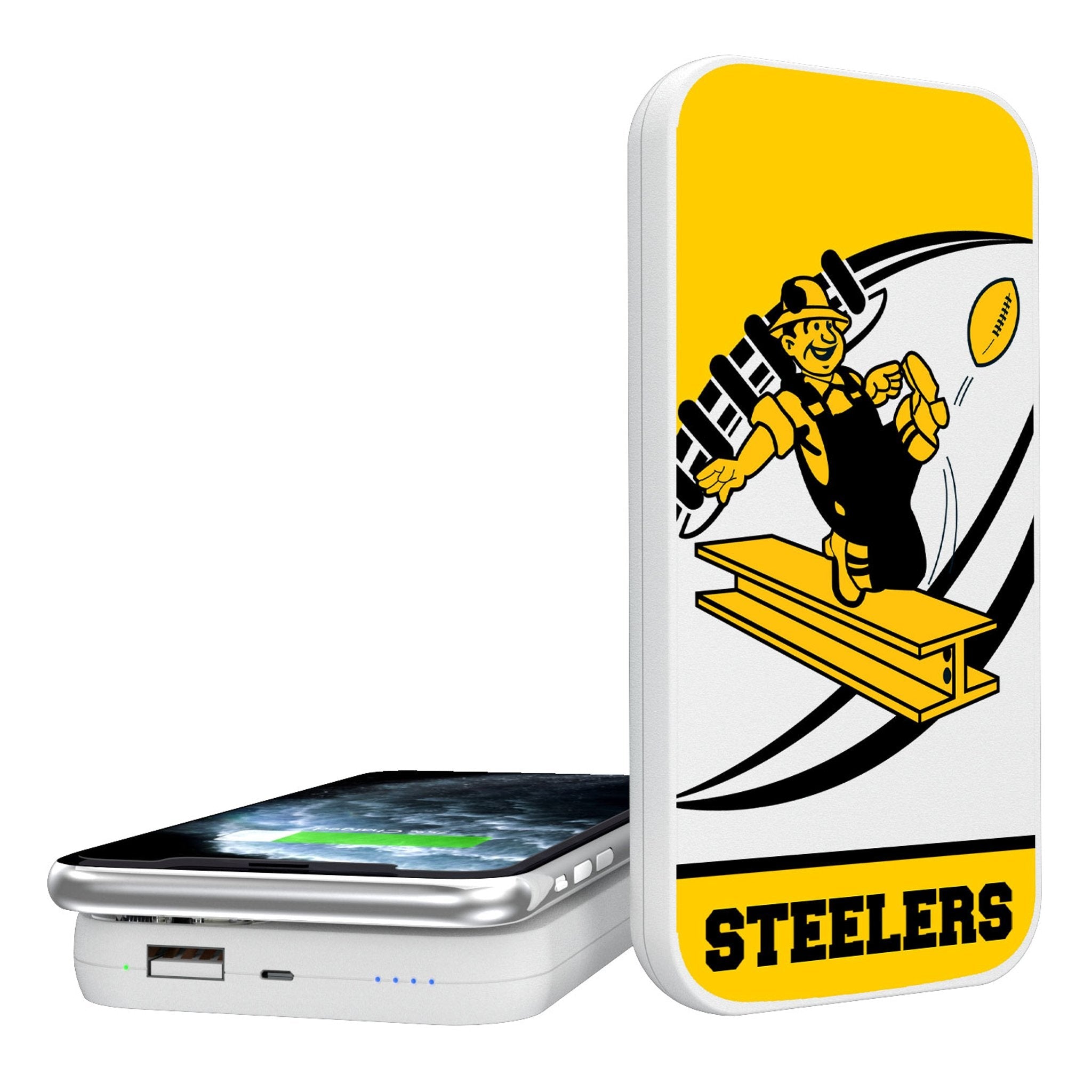 Pittsburgh Steelers 1961 Historic Collection Passtime 5000mAh Portable Wireless Charger - Sports Gifts, Sports Memorabilia, Sports Collectibles, Fan Shop