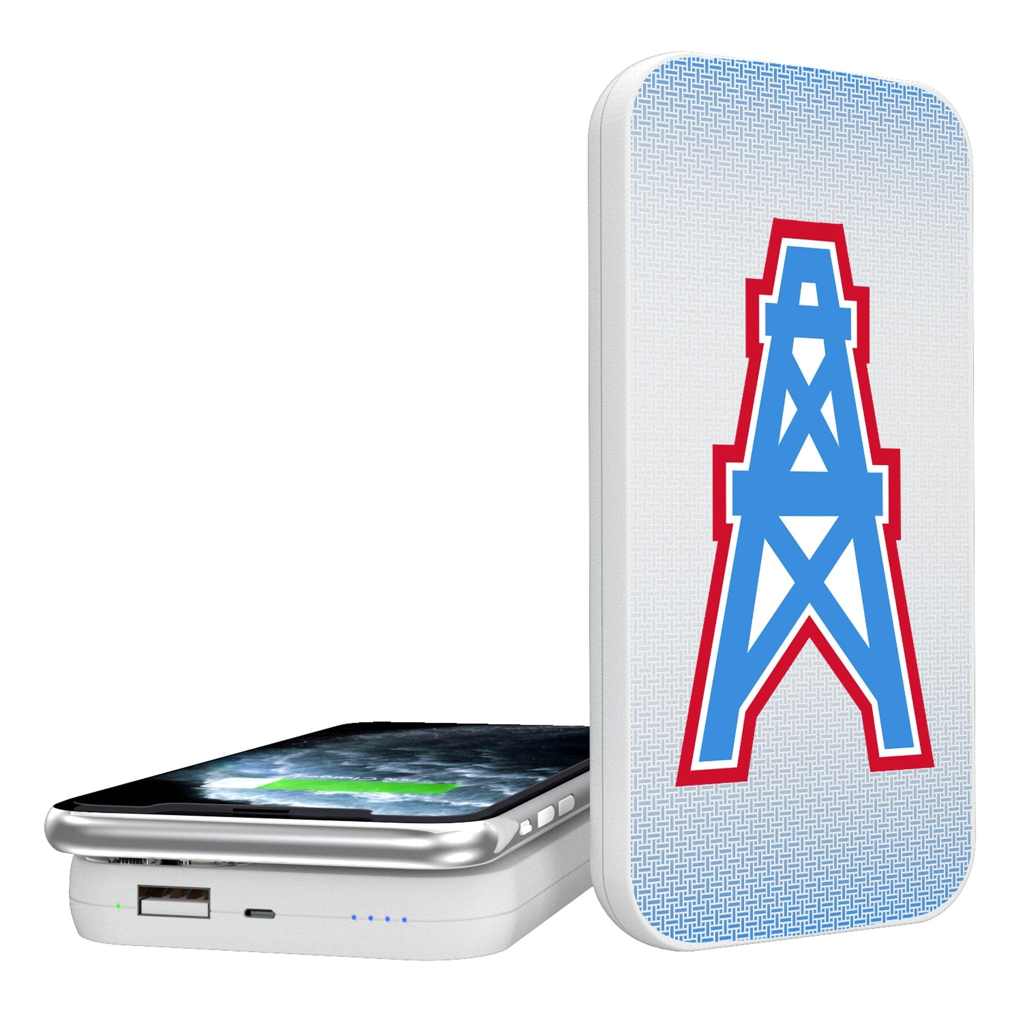 Houston Oilers Historic Collection Linen 5000mAh Portable Wireless Charger - Sports Gifts, Sports Memorabilia, Sports Collectibles, Fan Shop