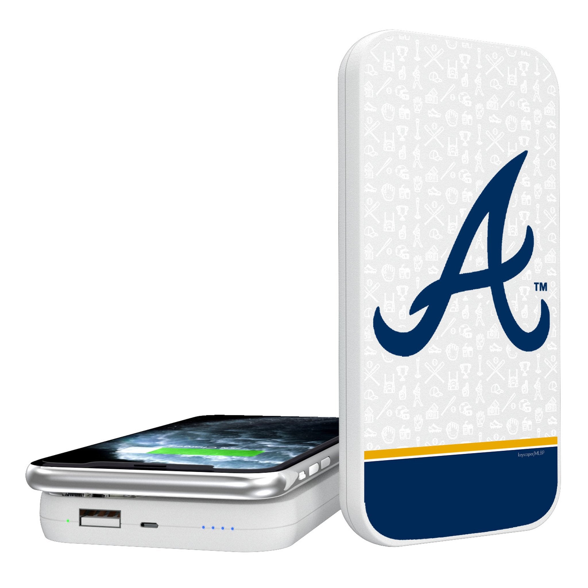 Atlanta Braves Memories Print 5000mAh Portable Wireless Charger - Sports Gifts, Sports Memorabilia, Sports Collectibles, Fan Shop