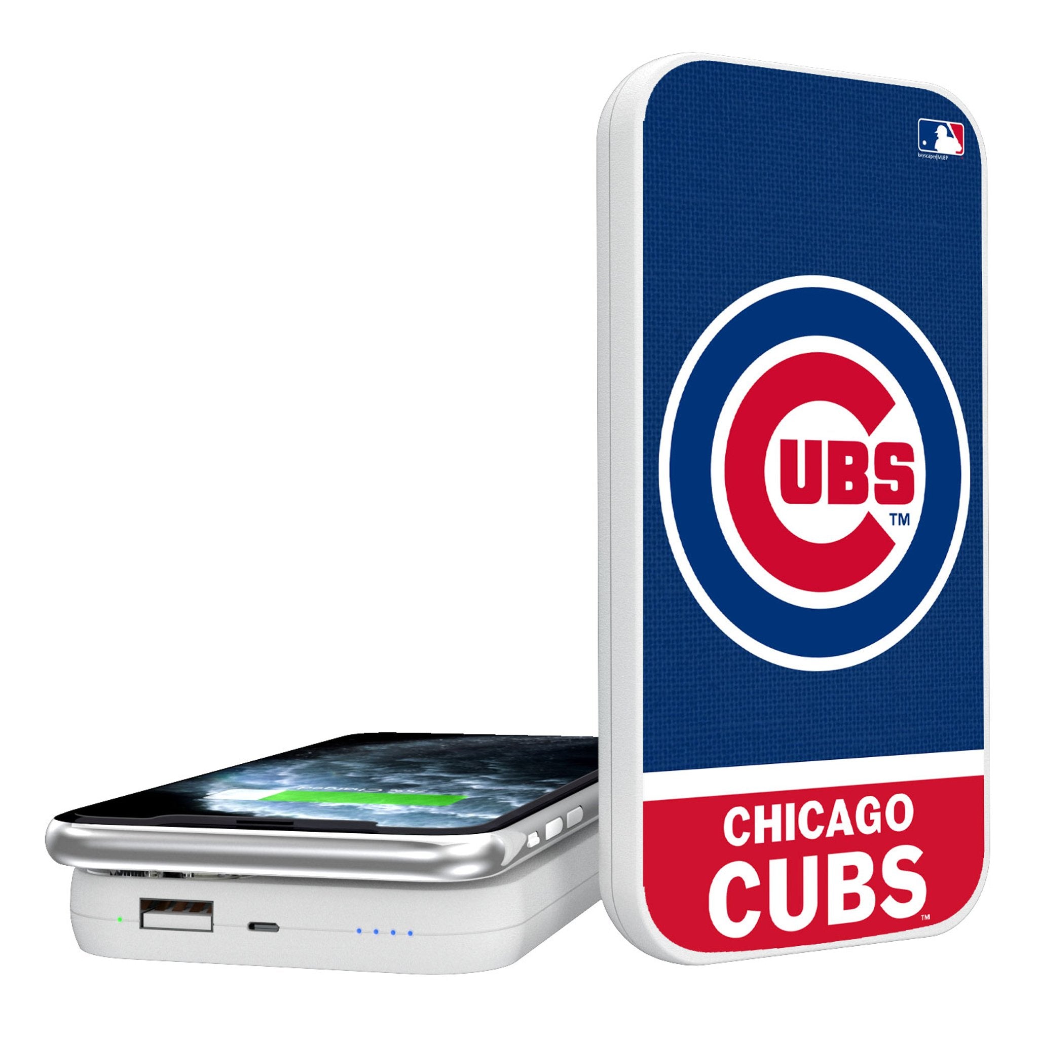 Chicago Cubs Endzone Solid 5000mAh Portable Wireless Charger - Sports Gifts, Sports Memorabilia, Sports Collectibles, Fan Shop