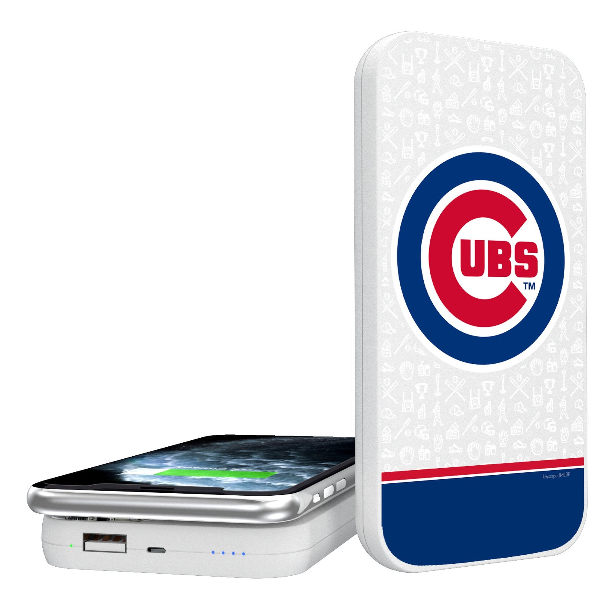 Chicago Cubs Memories Print 5000mAh Portable Wireless Charger - Sports Gifts, Sports Memorabilia, Sports Collectibles, Fan Shop
