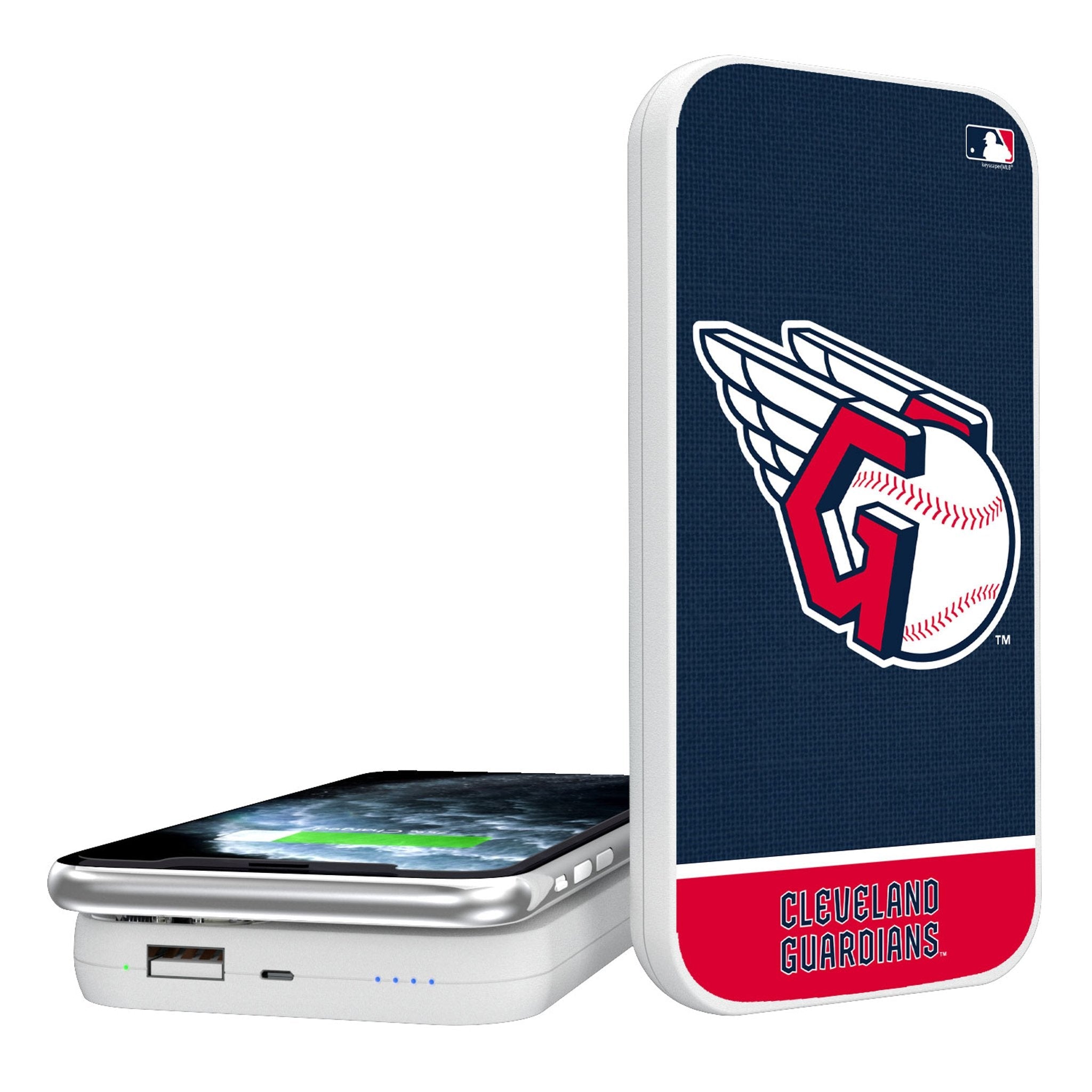 Cleveland Guardians Endzone Solid 5000mAh Portable Wireless Charger - Sports Gifts, Sports Memorabilia, Sports Collectibles, Fan Shop