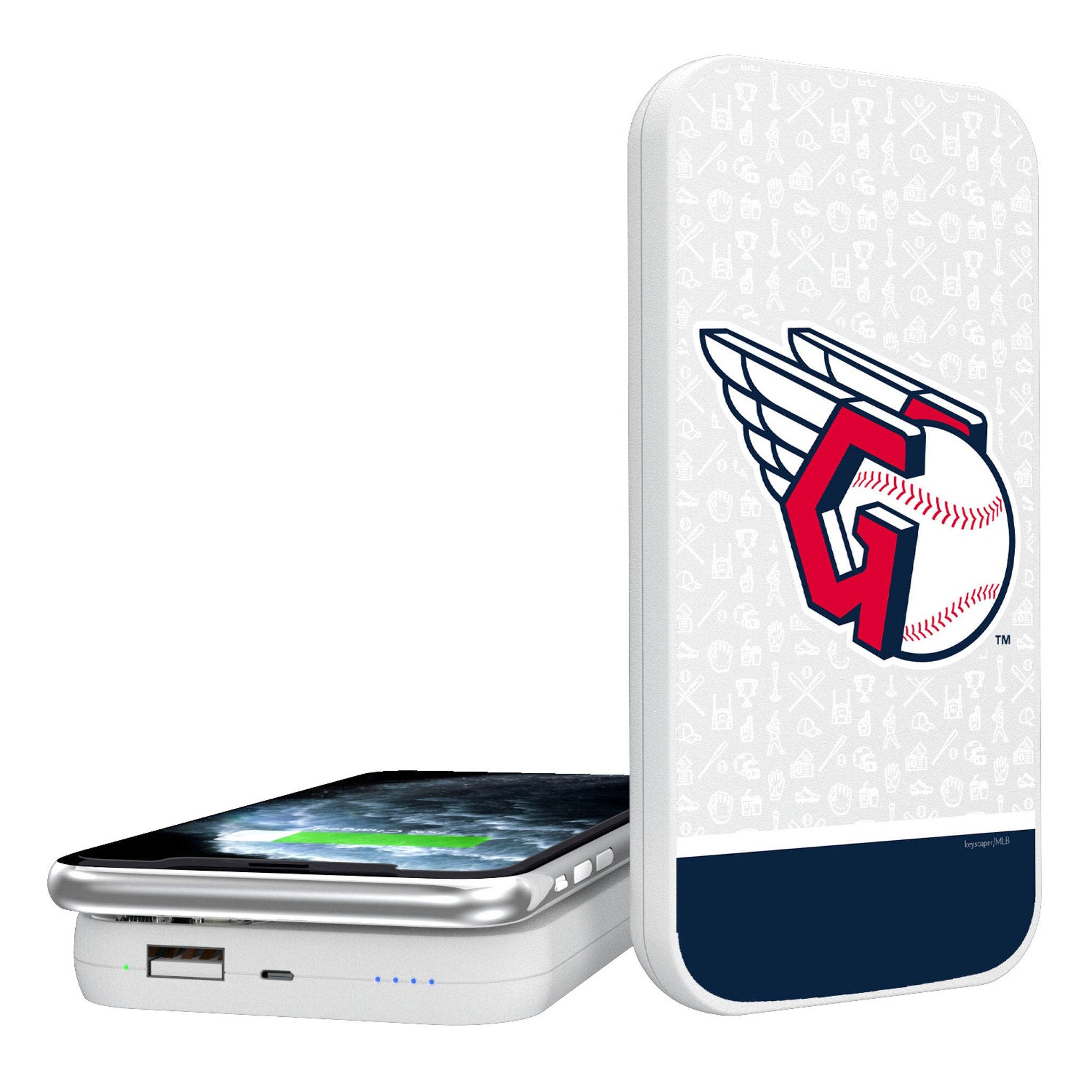 Cleveland Guardians Memories Print 5000mAh Portable Wireless Charger - Sports Gifts, Sports Memorabilia, Sports Collectibles, Fan Shop
