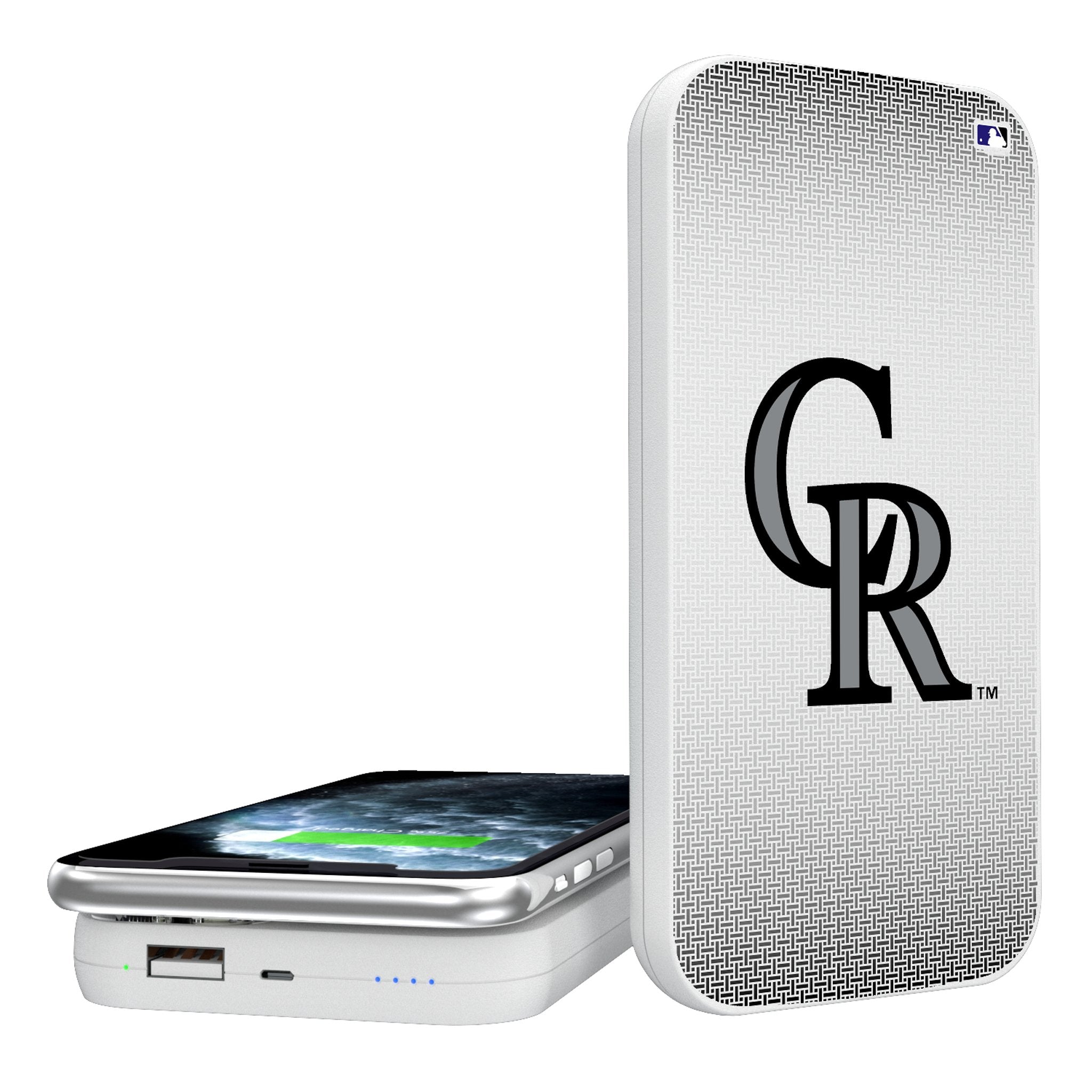 Colorado Rockies Linen 5000mAh Portable Wireless Charger - Sports Gifts, Sports Memorabilia, Sports Collectibles, Fan Shop