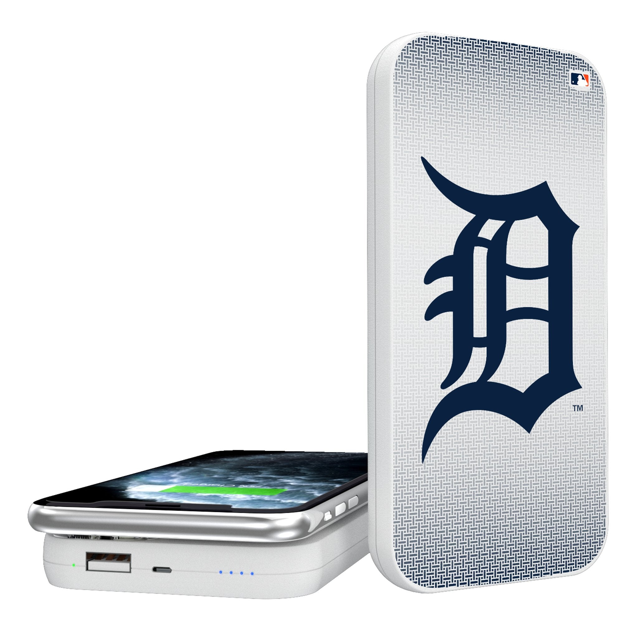 Detroit Tigers Linen 5000mAh Portable Wireless Charger - Sports Gifts, Sports Memorabilia, Sports Collectibles, Fan Shop