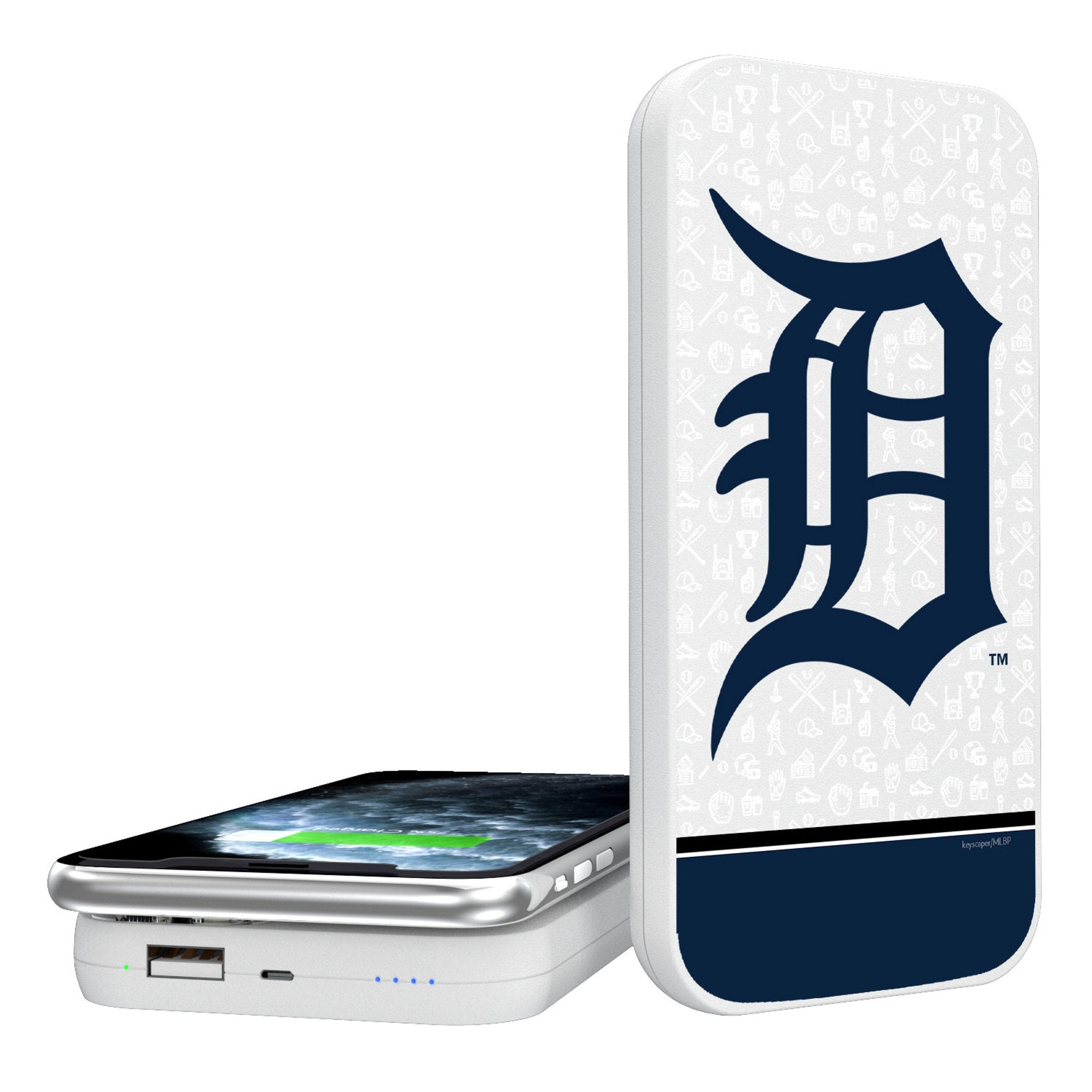 Detroit Tigers Memories Print 5000mAh Portable Wireless Charger - Sports Gifts, Sports Memorabilia, Sports Collectibles, Fan Shop