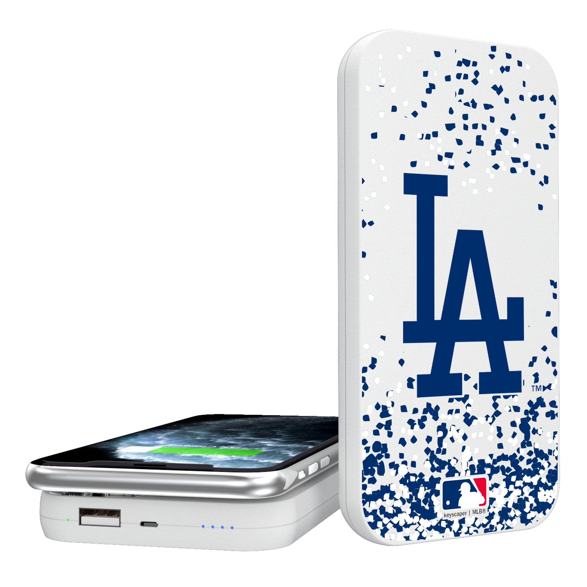 LA Dodgers Confetti 5000mAh Portable Wireless Charger - Sports Gifts, Sports Memorabilia, Sports Collectibles, Fan Shop