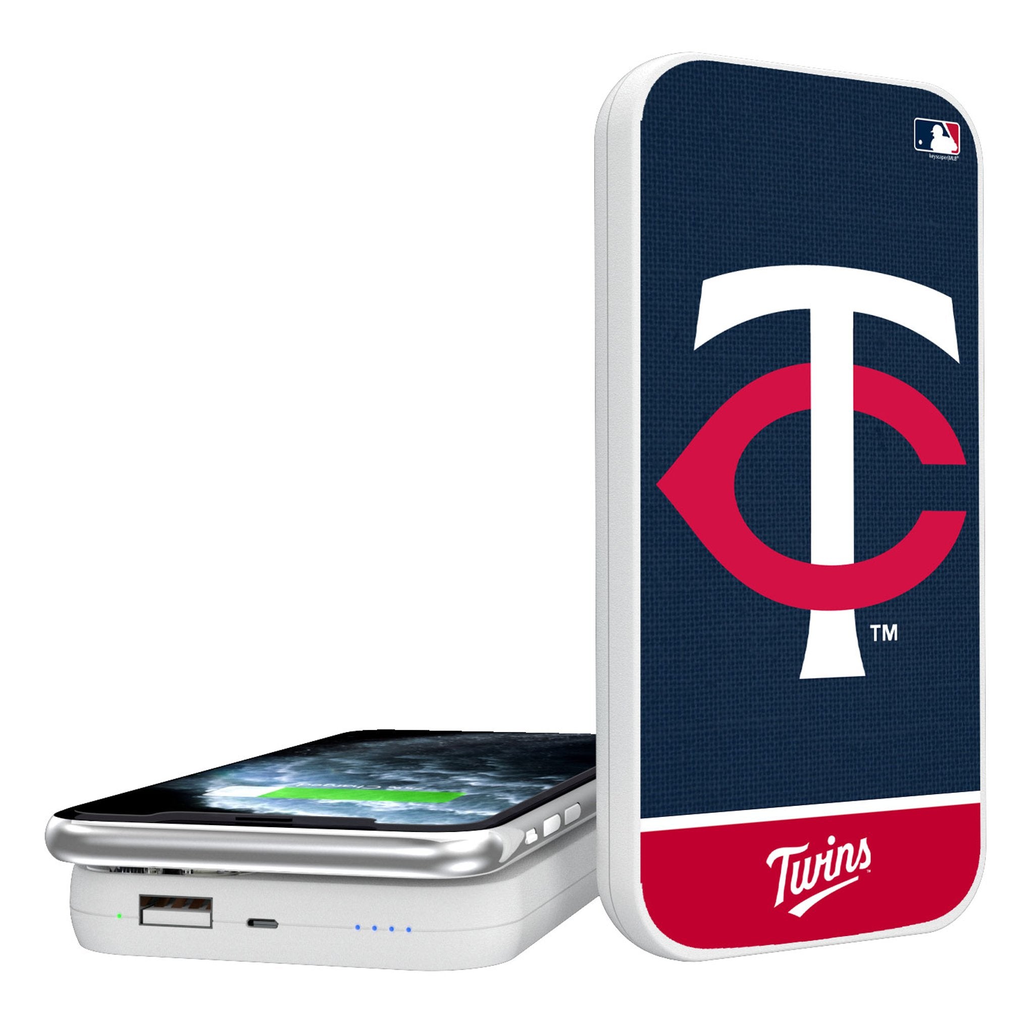 Minnesota Twins Endzone Solid 5000mAh Portable Wireless Charger - Sports Gifts, Sports Memorabilia, Sports Collectibles, Fan Shop
