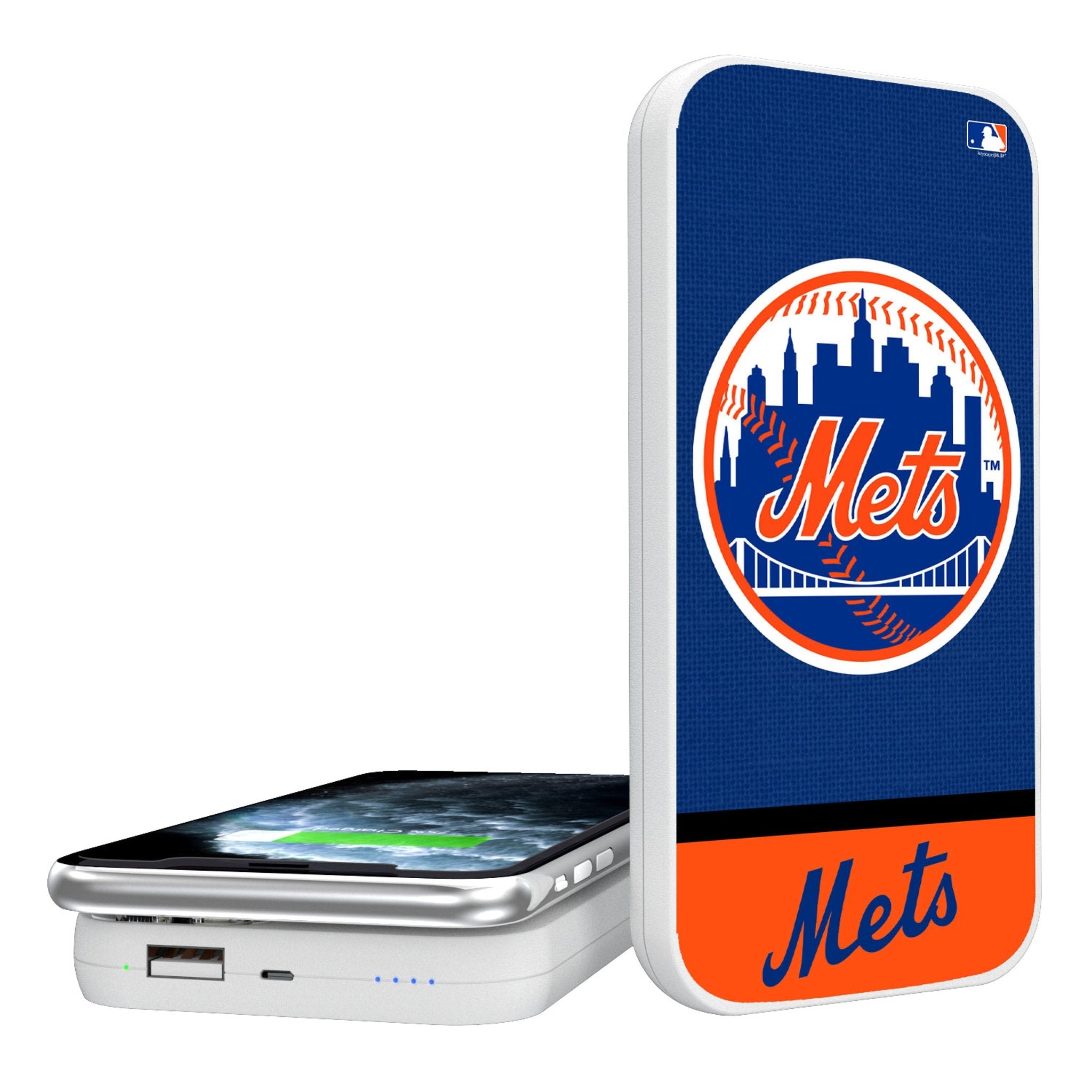 New York Mets Endzone Solid 5000mAh Portable Wireless Charger - Sports Gifts, Sports Memorabilia, Sports Collectibles, Fan Shop