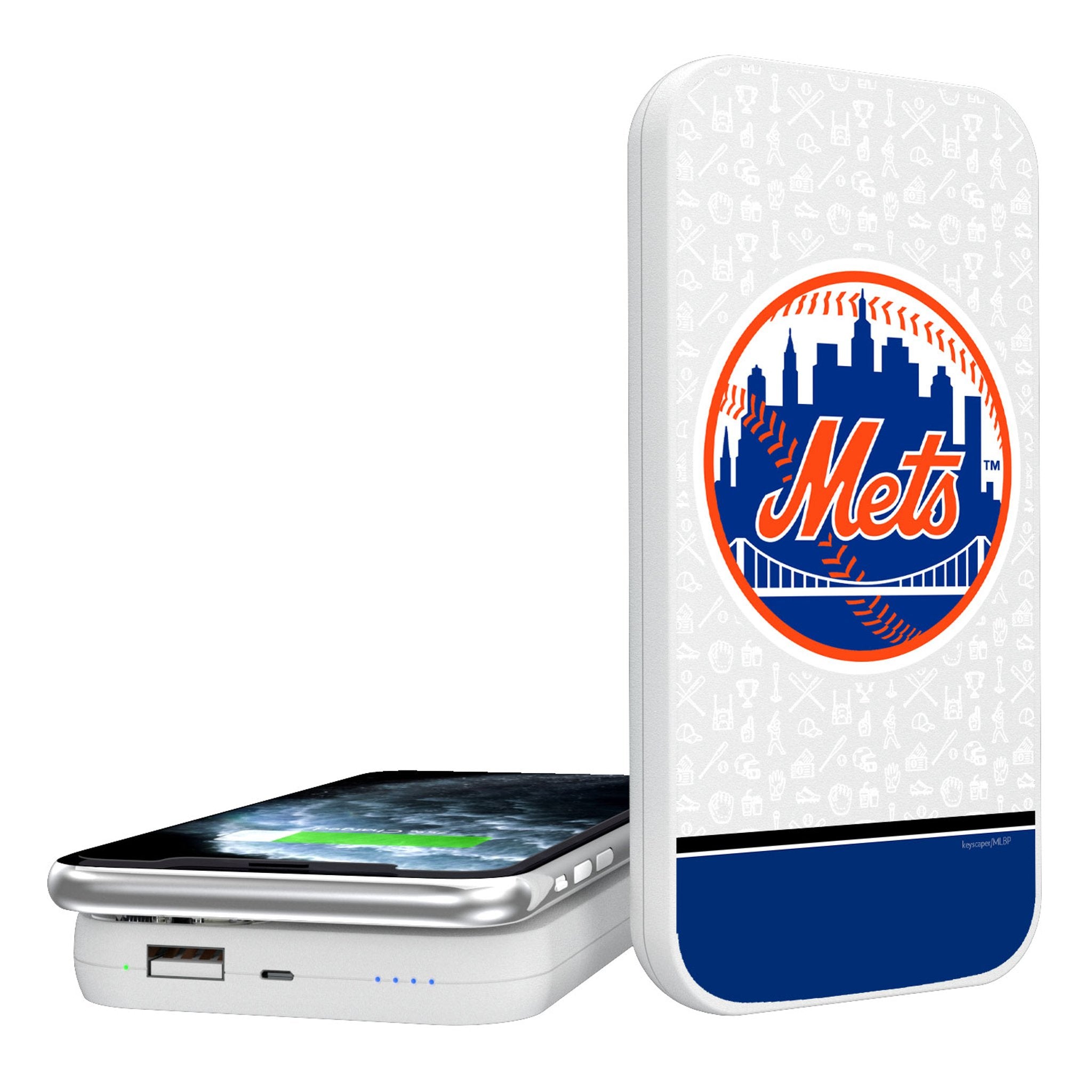 New York Mets Memories Print 5000mAh Portable Wireless Charger - Sports Gifts, Sports Memorabilia, Sports Collectibles, Fan Shop
