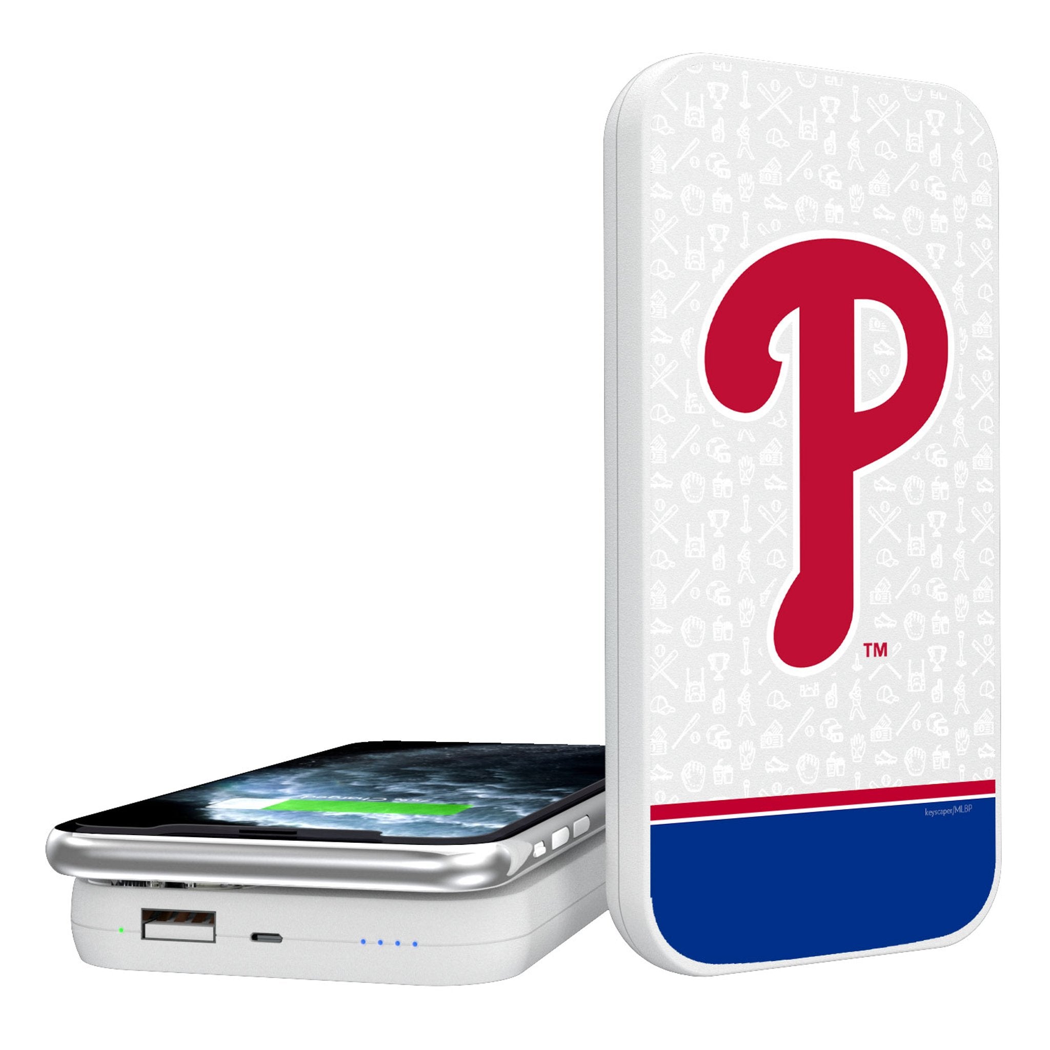 Philadelphia Phillies Memories Print 5000mAh Portable Wireless Charger - Sports Gifts, Sports Memorabilia, Sports Collectibles, Fan Shop