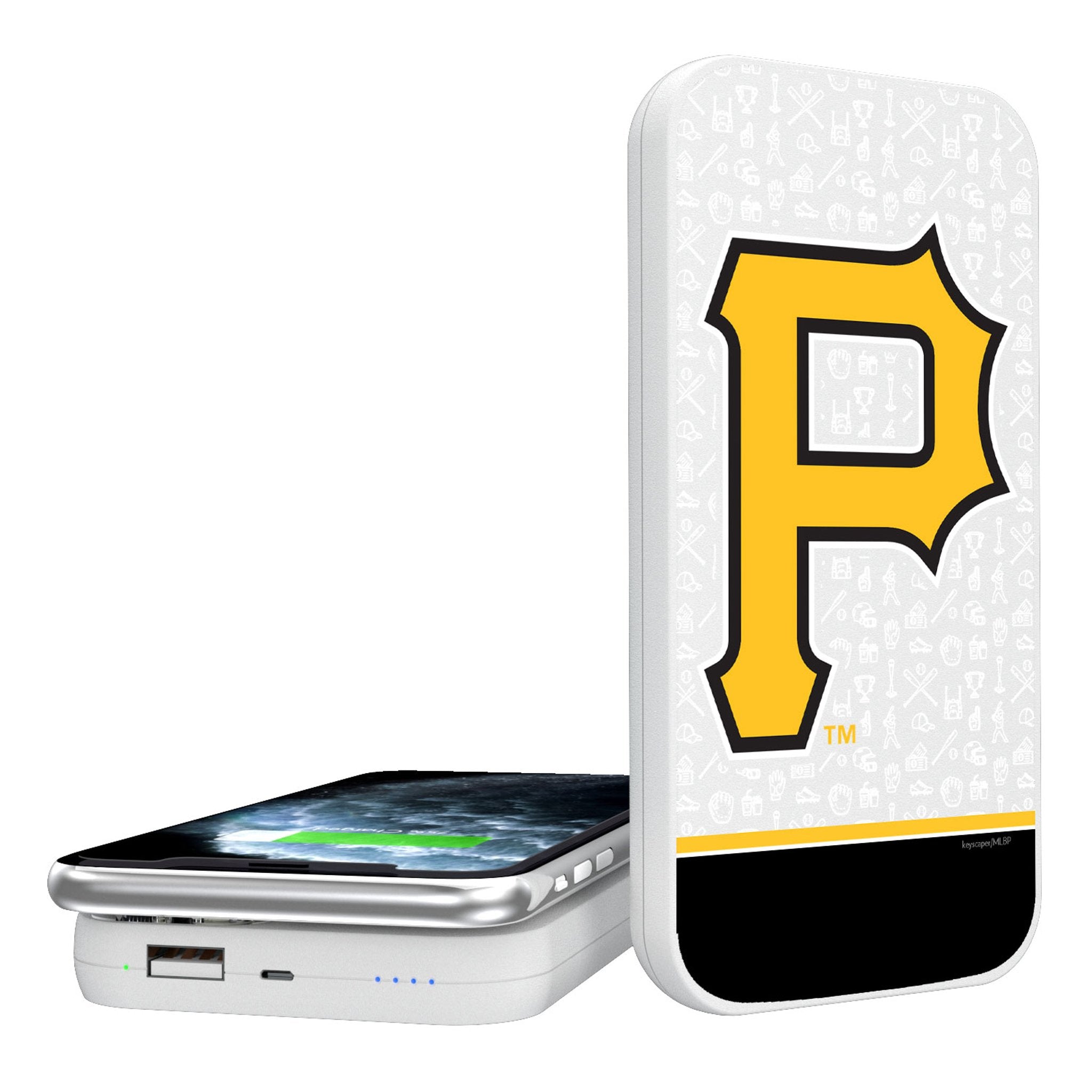Pittsburgh Pirates Memories Print 5000mAh Portable Wireless Charger - Sports Gifts, Sports Memorabilia, Sports Collectibles, Fan Shop
