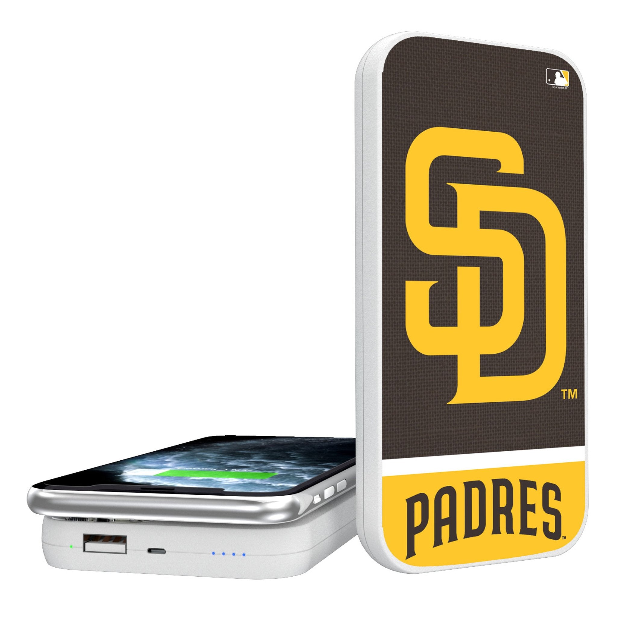 San Diego Padres Endzone Solid 5000mAh Portable Wireless Charger - Sports Gifts, Sports Memorabilia, Sports Collectibles, Fan Shop