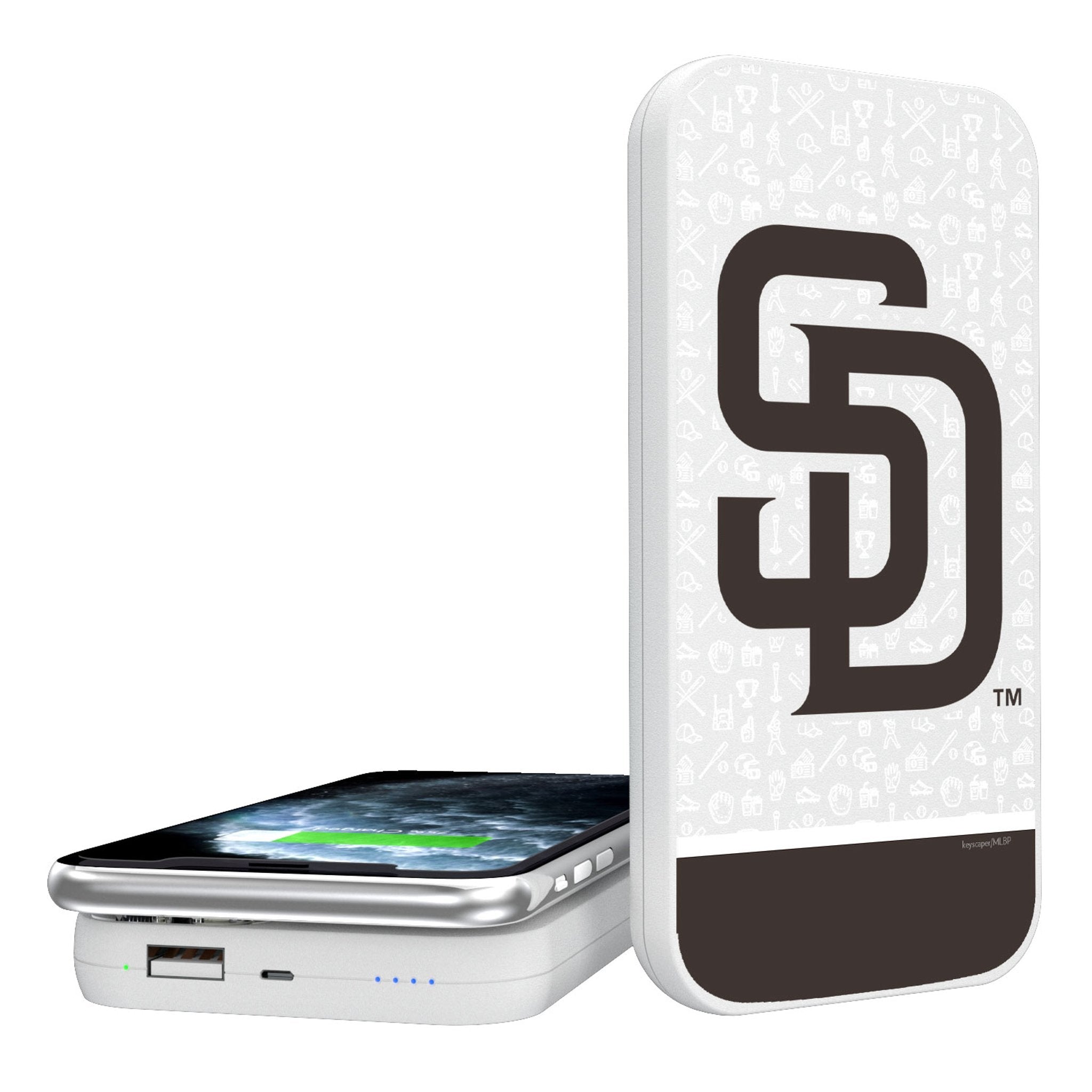 San Diego Padres Memories Print 5000mAh Portable Wireless Charger - Sports Gifts, Sports Memorabilia, Sports Collectibles, Fan Shop