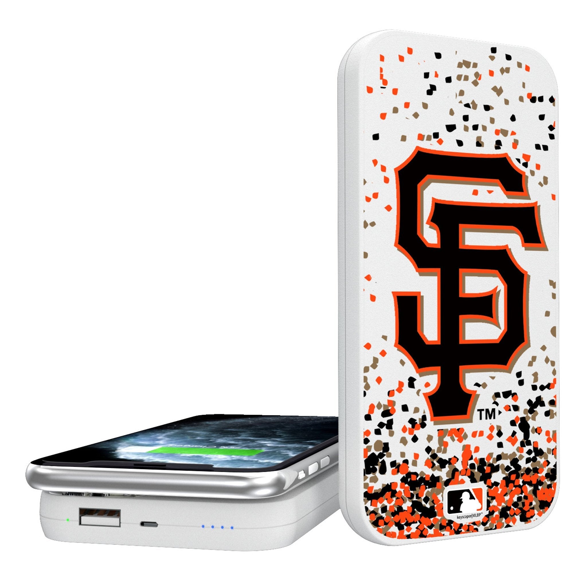 San Francisco Giants Confetti 5000mAh Portable Wireless Charger - Sports Gifts, Sports Memorabilia, Sports Collectibles, Fan Shop