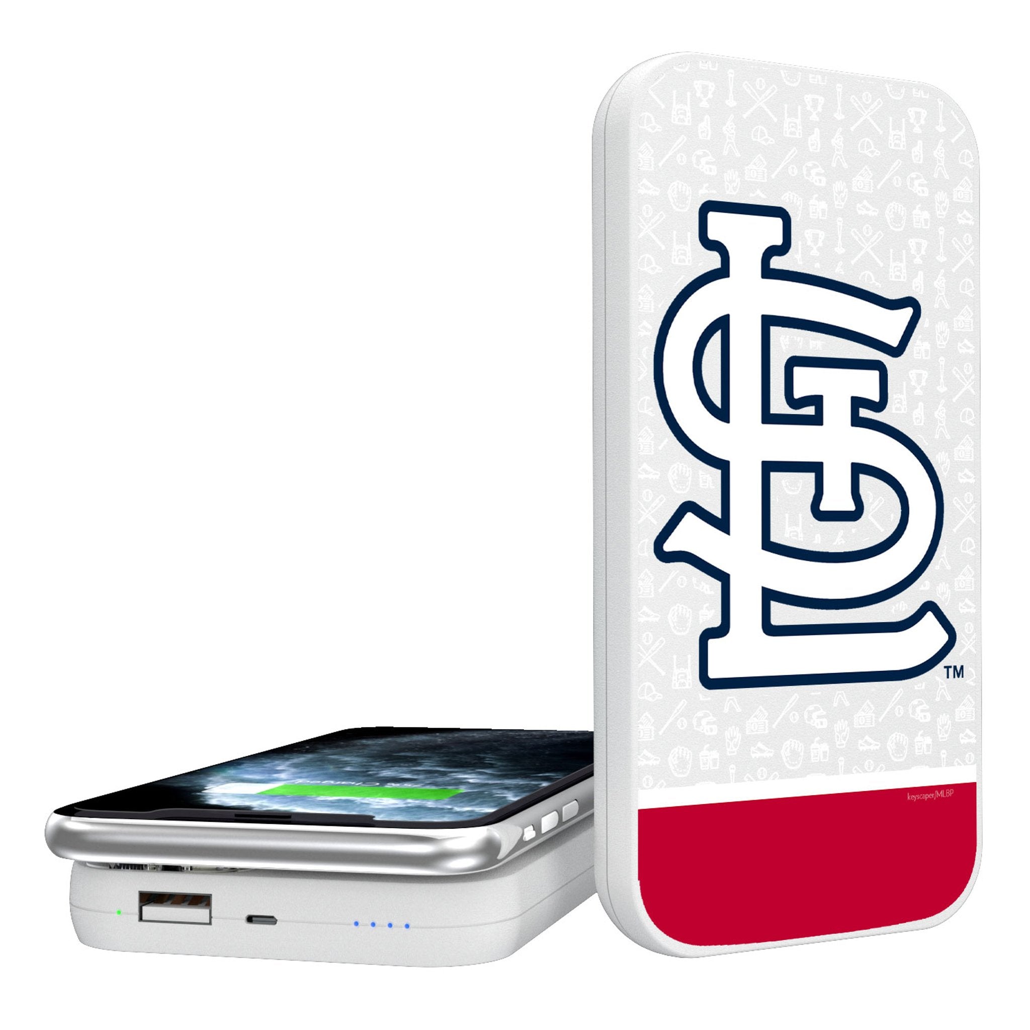 St Louis Cardinals Memories Print 5000mAh Portable Wireless Charger - Sports Gifts, Sports Memorabilia, Sports Collectibles, Fan Shop