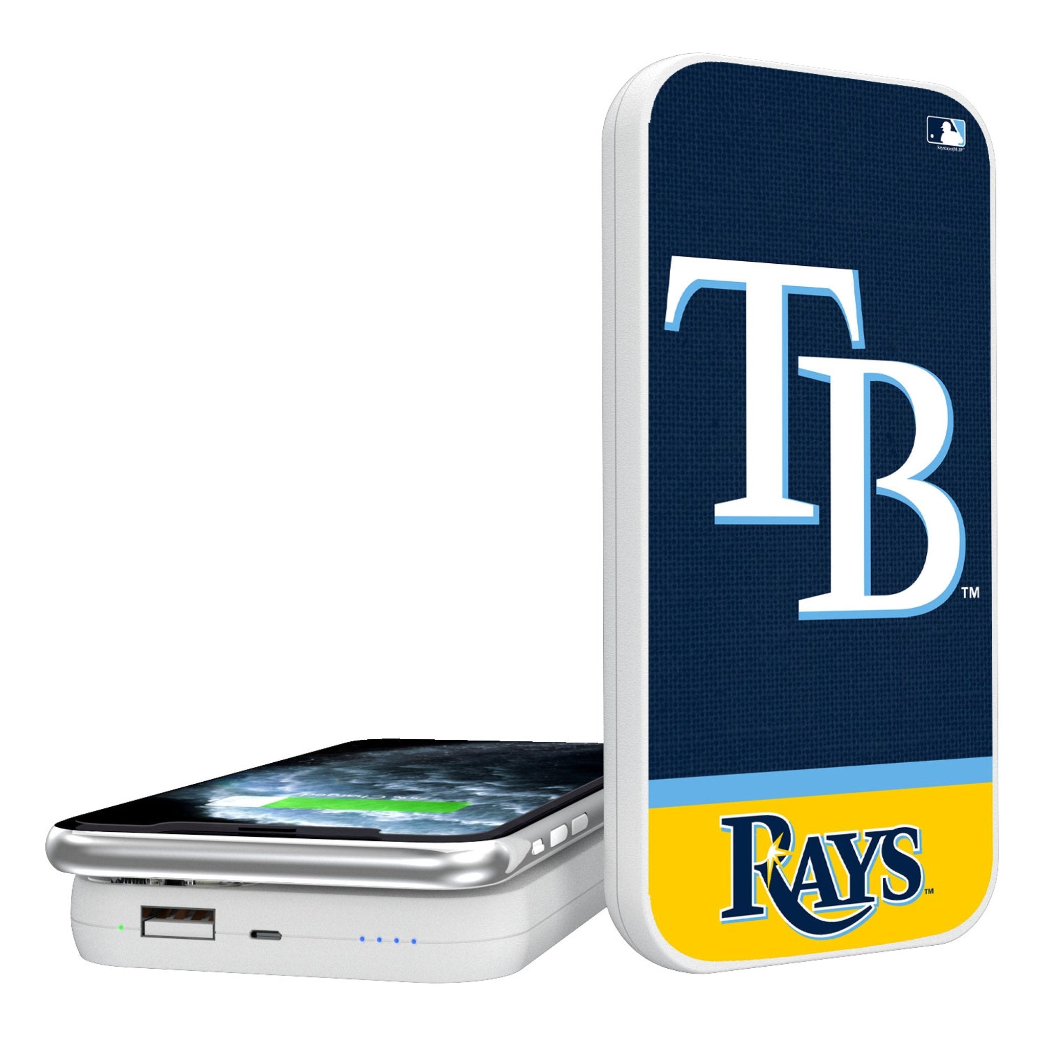 Tampa Bay Rays Endzone Solid 5000mAh Portable Wireless Charger - Sports Gifts, Sports Memorabilia, Sports Collectibles, Fan Shop
