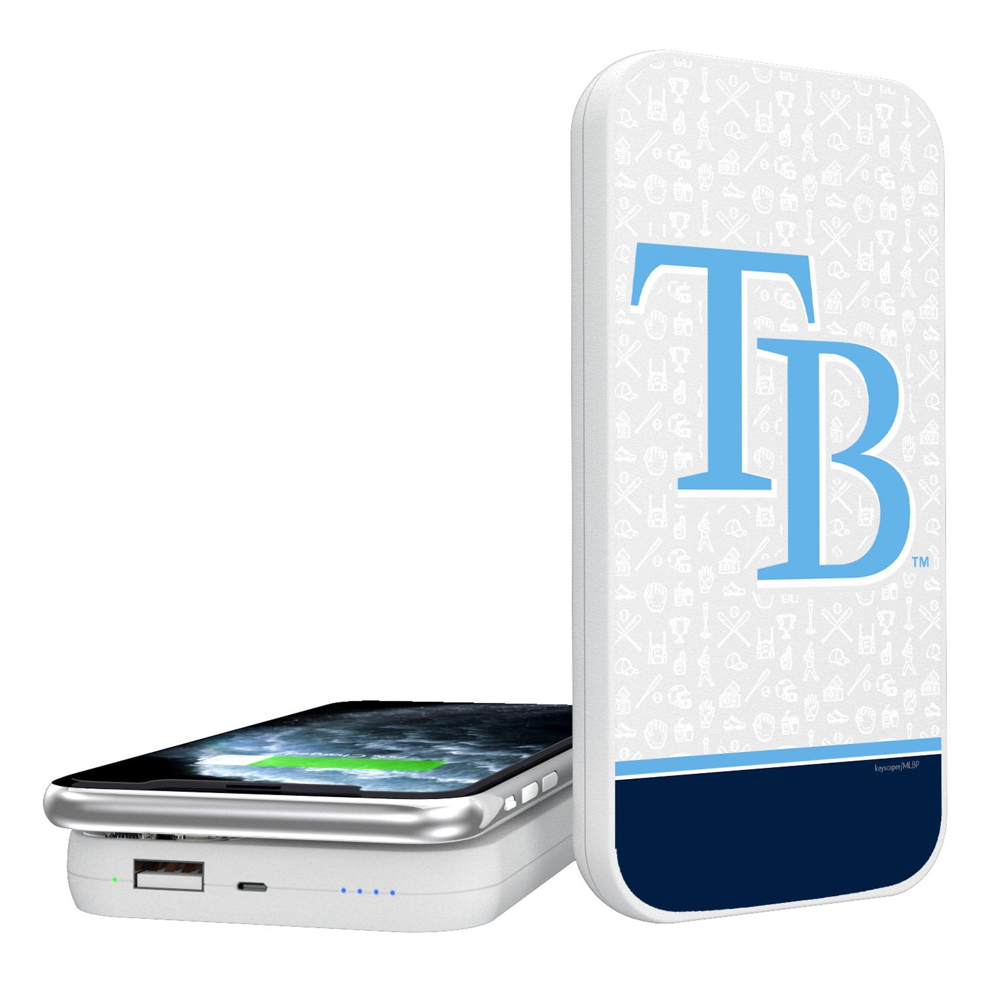 Tampa Bay Rays Memories Print 5000mAh Portable Wireless Charger - Sports Gifts, Sports Memorabilia, Sports Collectibles, Fan Shop