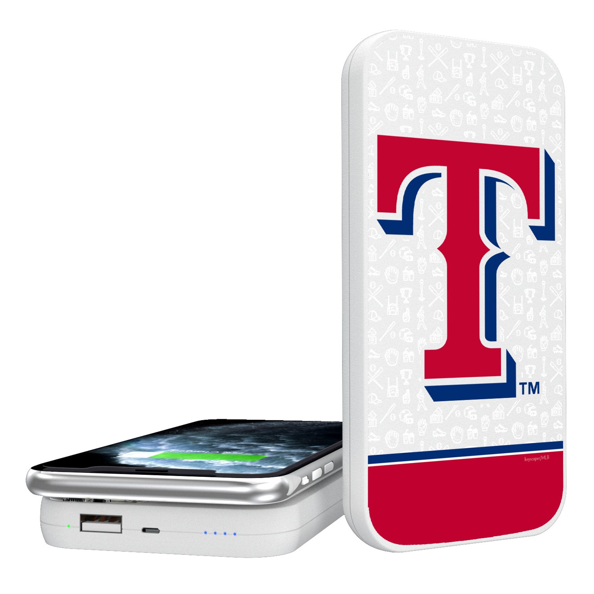 Texas Rangers Memories Print 5000mAh Portable Wireless Charger - Sports Gifts, Sports Memorabilia, Sports Collectibles, Fan Shop