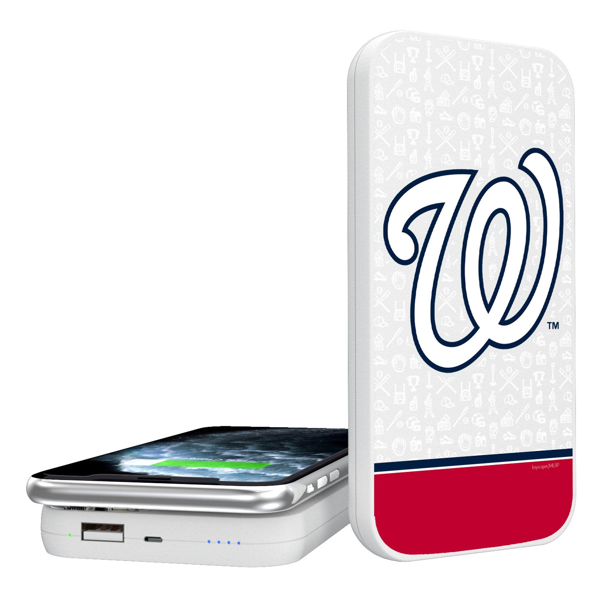 Washington Nationals Memories Print 5000mAh Portable Wireless Charger - Sports Gifts, Sports Memorabilia, Sports Collectibles, Fan Shop