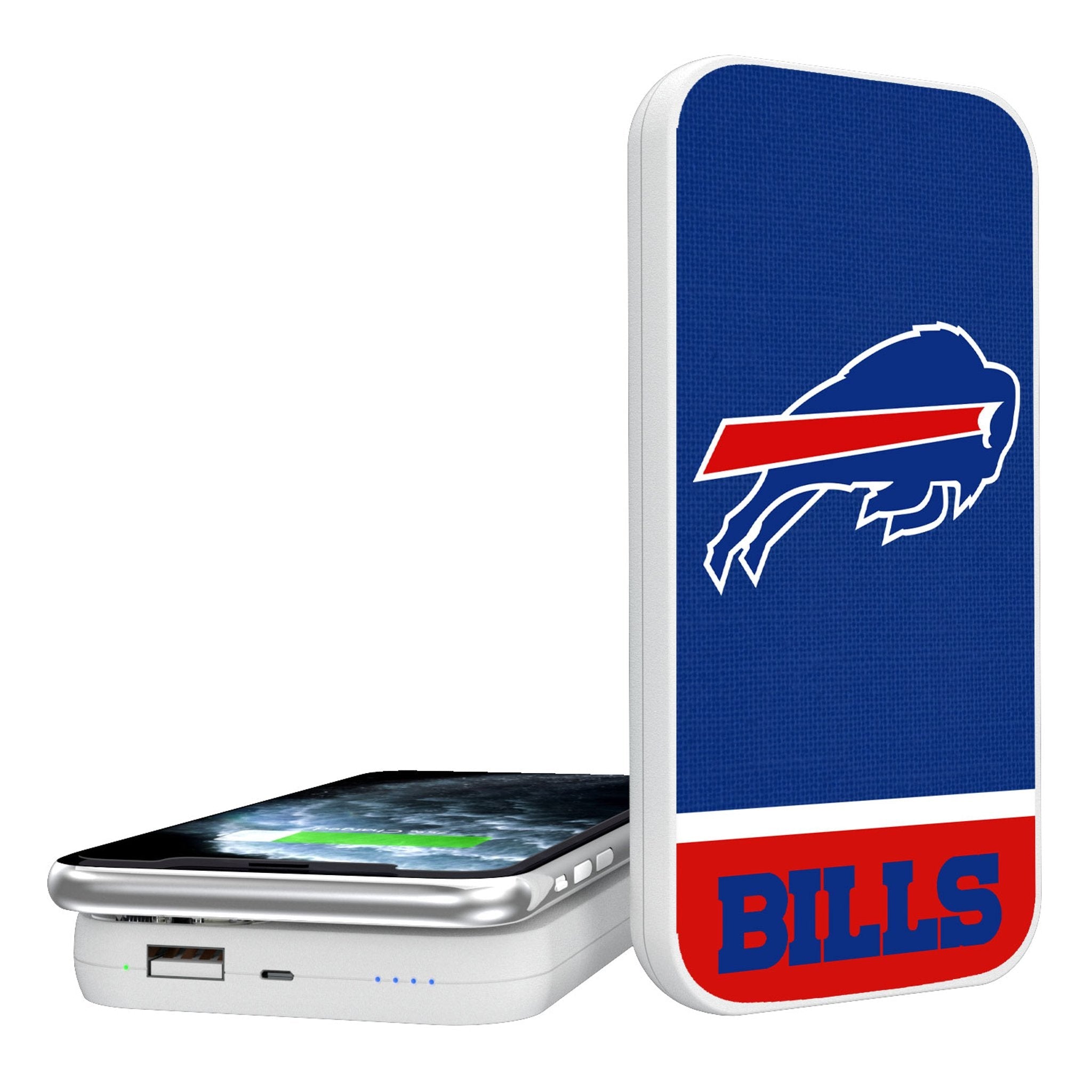 Buffalo Bills Endzone Solid 5000mAh Portable Wireless Charger - Sports Gifts, Sports Memorabilia, Sports Collectibles, Fan Shop